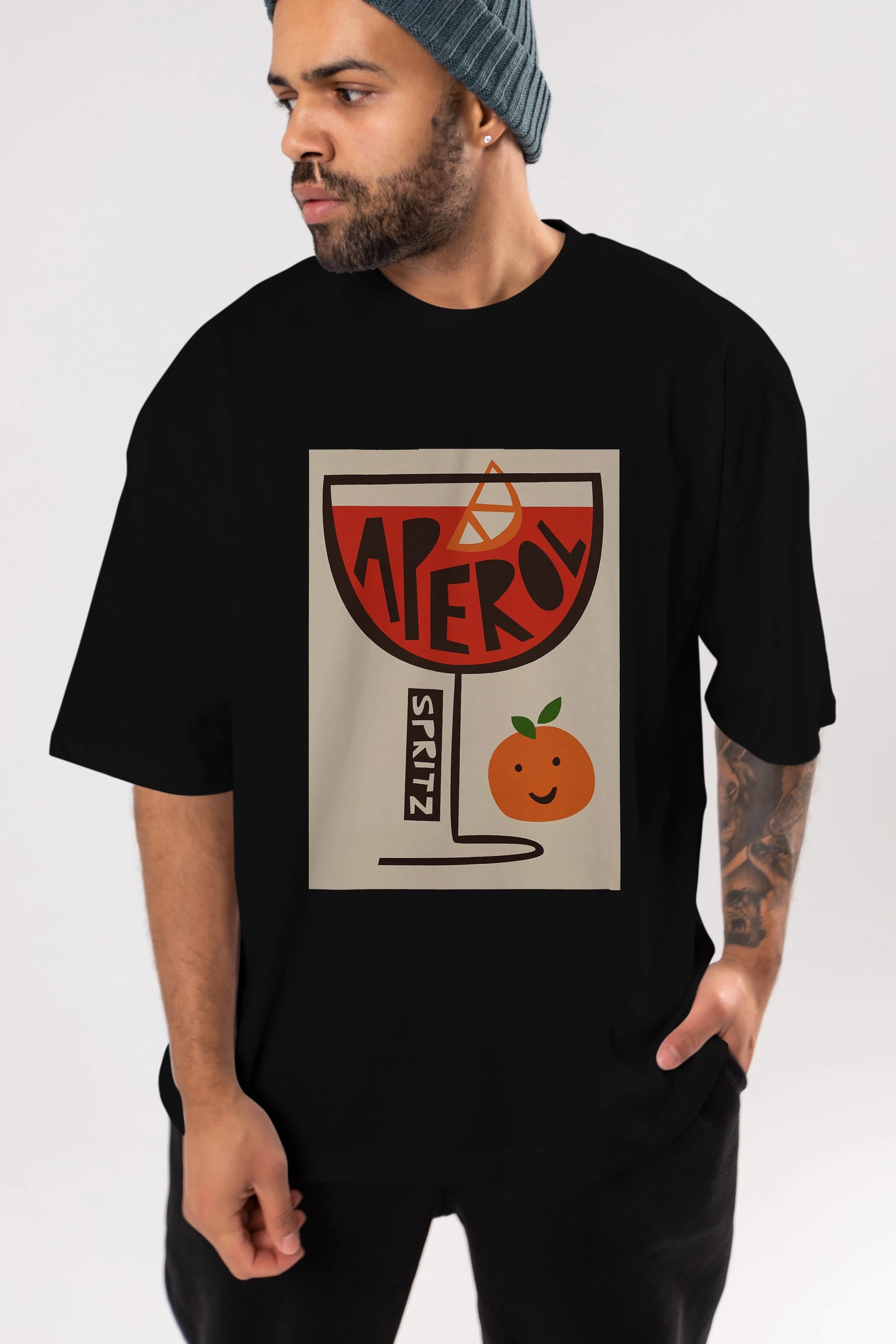 Aperol Spritz 9 Ön Baskılı Oversize t-shirt Erkek Kadın Unisex %100 Pamuk Bisiklet Yaka tişort