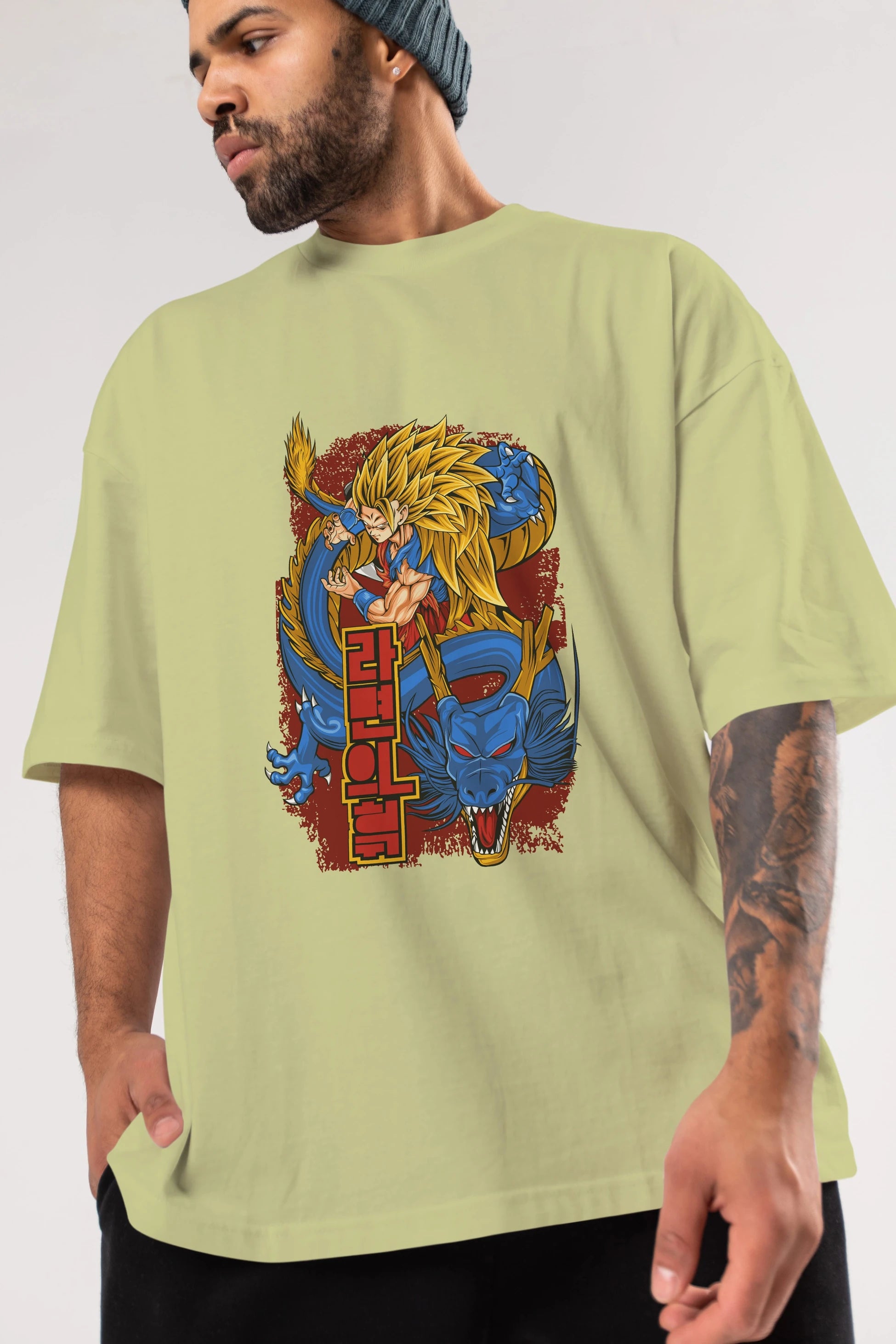 DRAGON BALL Z Anime Ön Baskılı Oversize t-shirt %100 pamuk Erkek Kadın Unisex