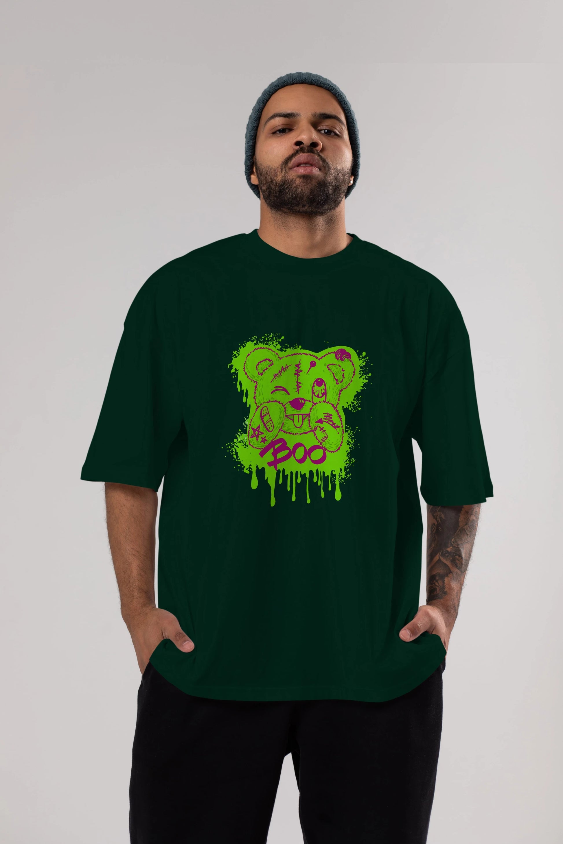 Boo  Bear Ön Baskılı Oversize t-shirt Erkek Kadın Unisex