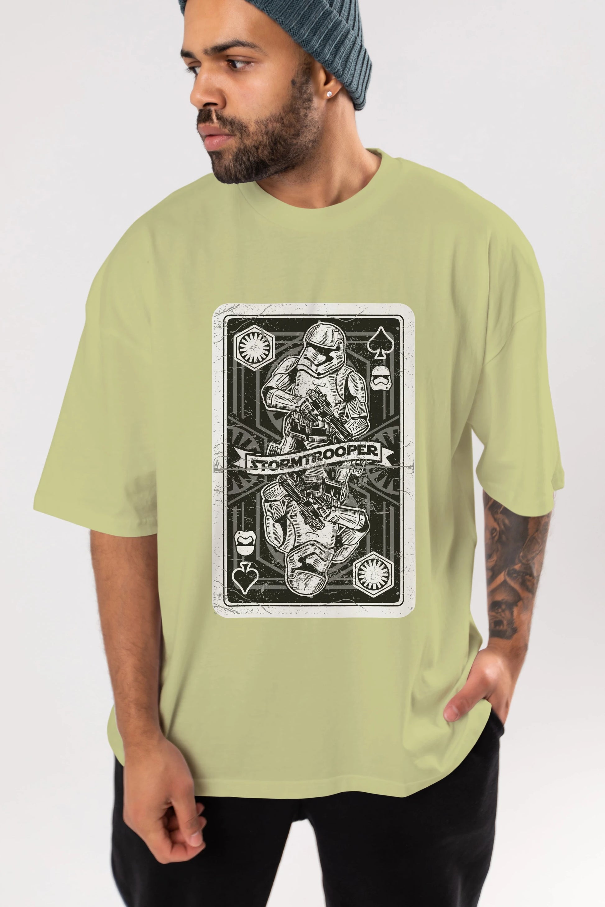 Stormtrooper Playing Card Ön Baskılı Oversize t-shirt Erkek Kadın Unisex %100 Pamuk tişort