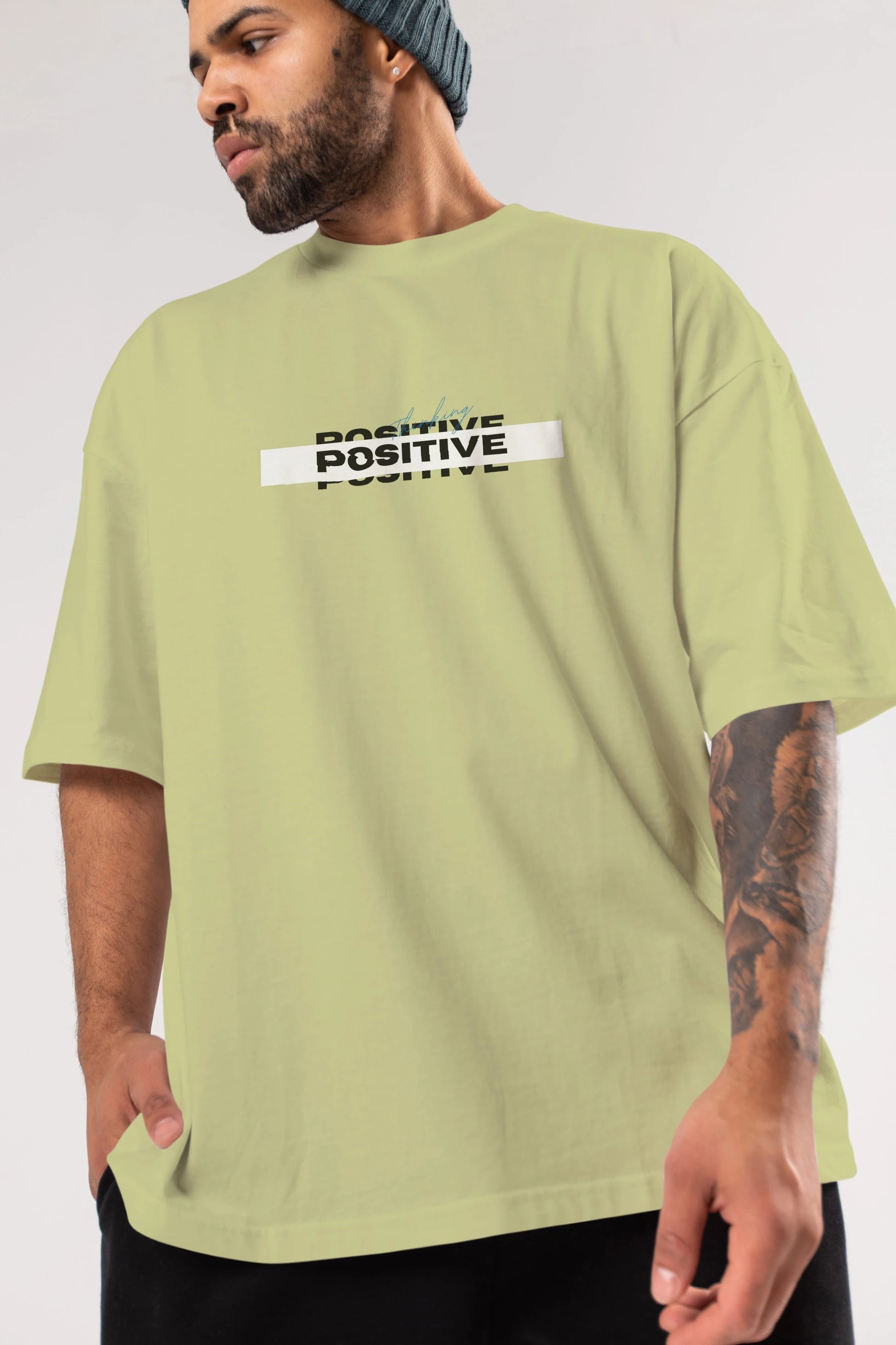 Positive Thinking Ön Baskılı Oversize t-shirt Erkek Kadın Unisex