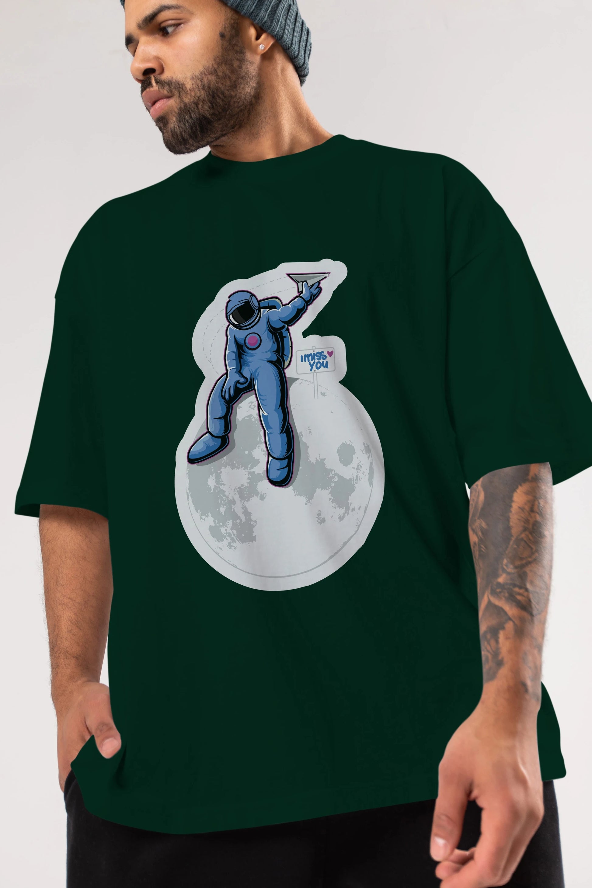 Astro Missing Earth Sticker Ön Baskılı Oversize t-shirt Erkek Kadın Unisex