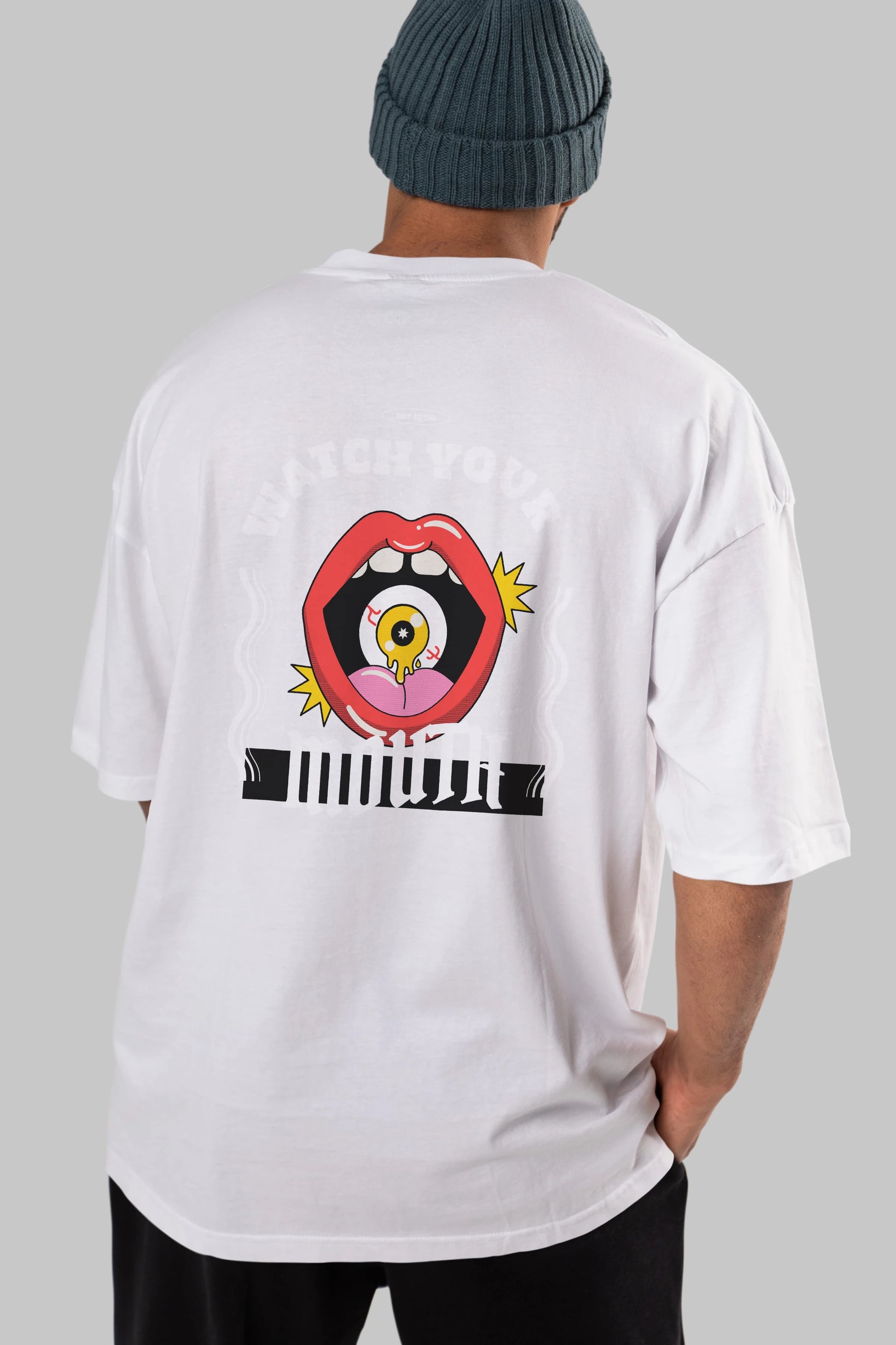 Watch Your Mouth Arka Baskılı Oversize t-shirt Erkek Kadın Unisex