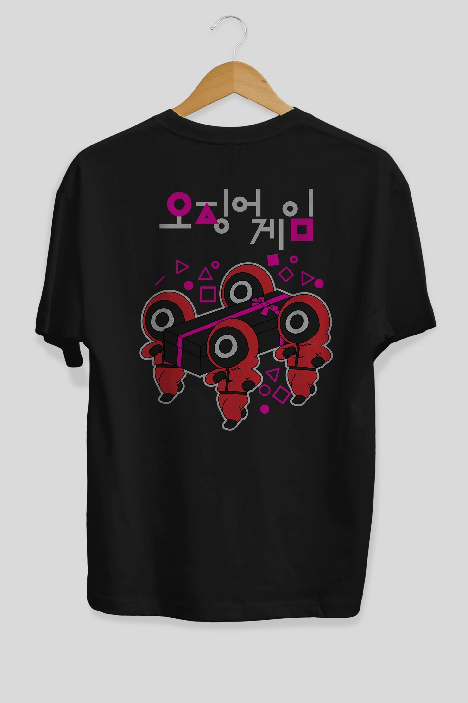 Squid Game (6) Arka Baskılı Oversize t-shirt Erkek Kadın Unisex %100 Pamuk Bisiklet Yaka tişort