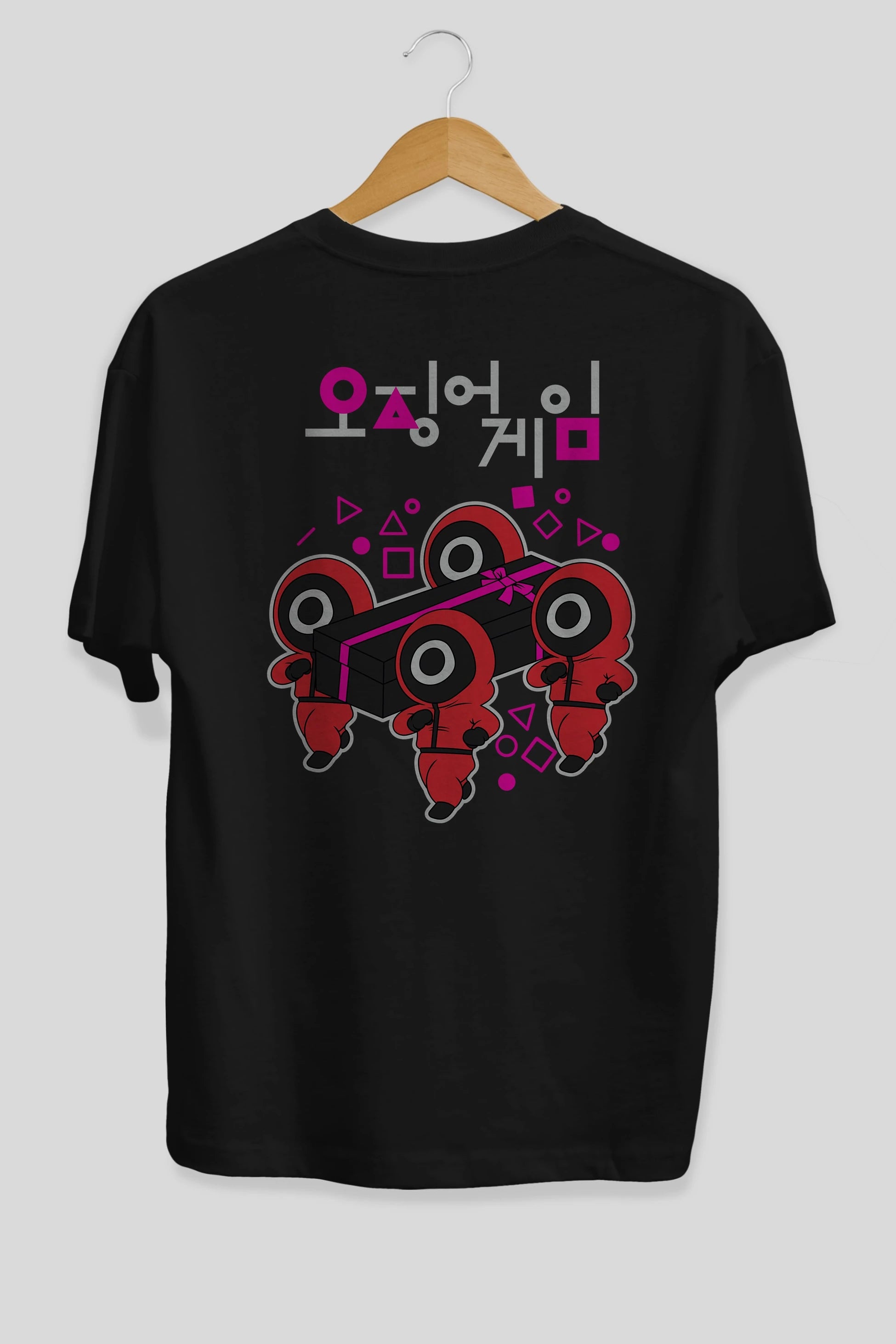Squid Game (6) Arka Baskılı Oversize t-shirt Erkek Kadın Unisex %100 Pamuk Bisiklet Yaka tişort