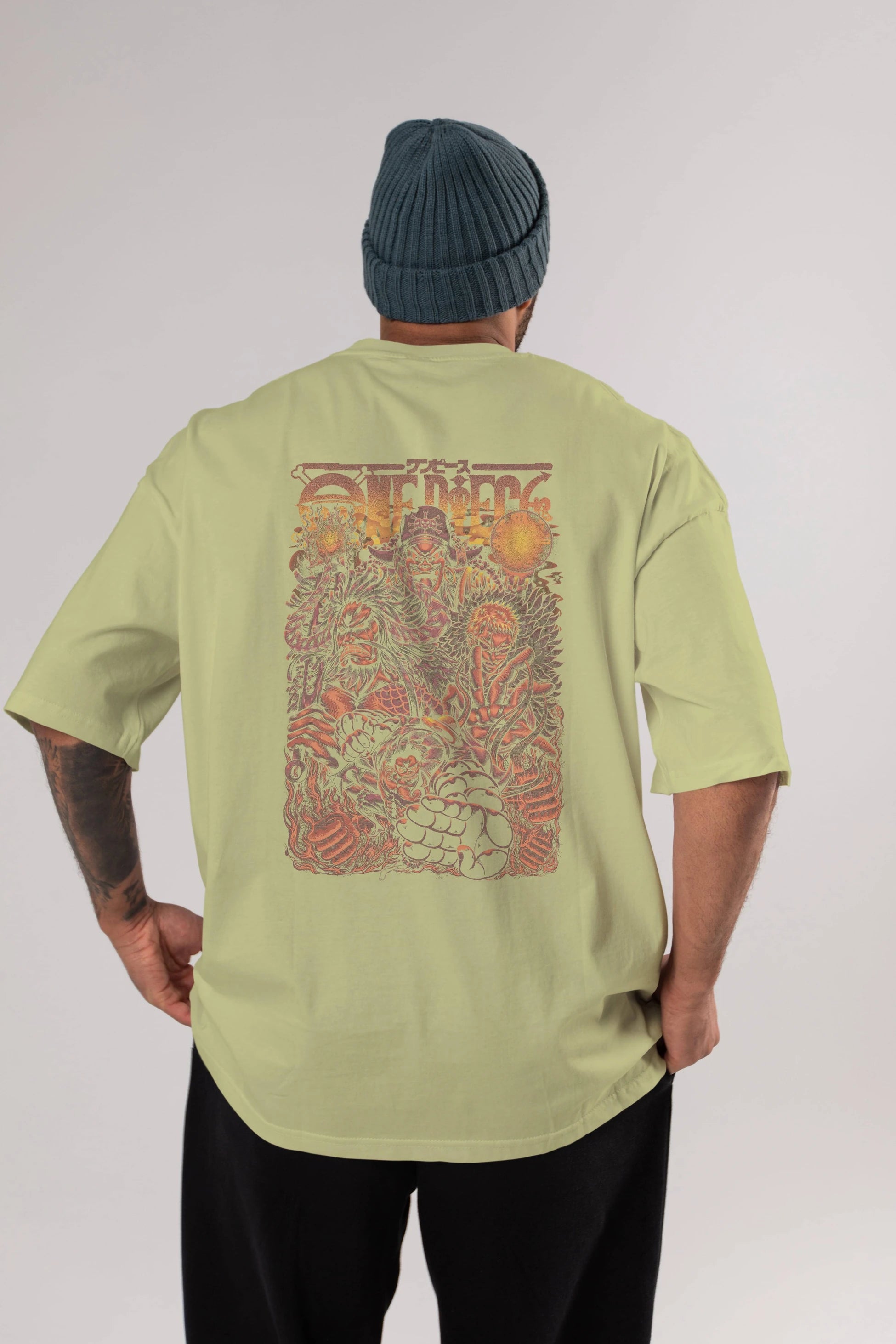 ONE PIECE Anime Arka Baskılı Oversize t-shirt Erkek Kadın Unisex