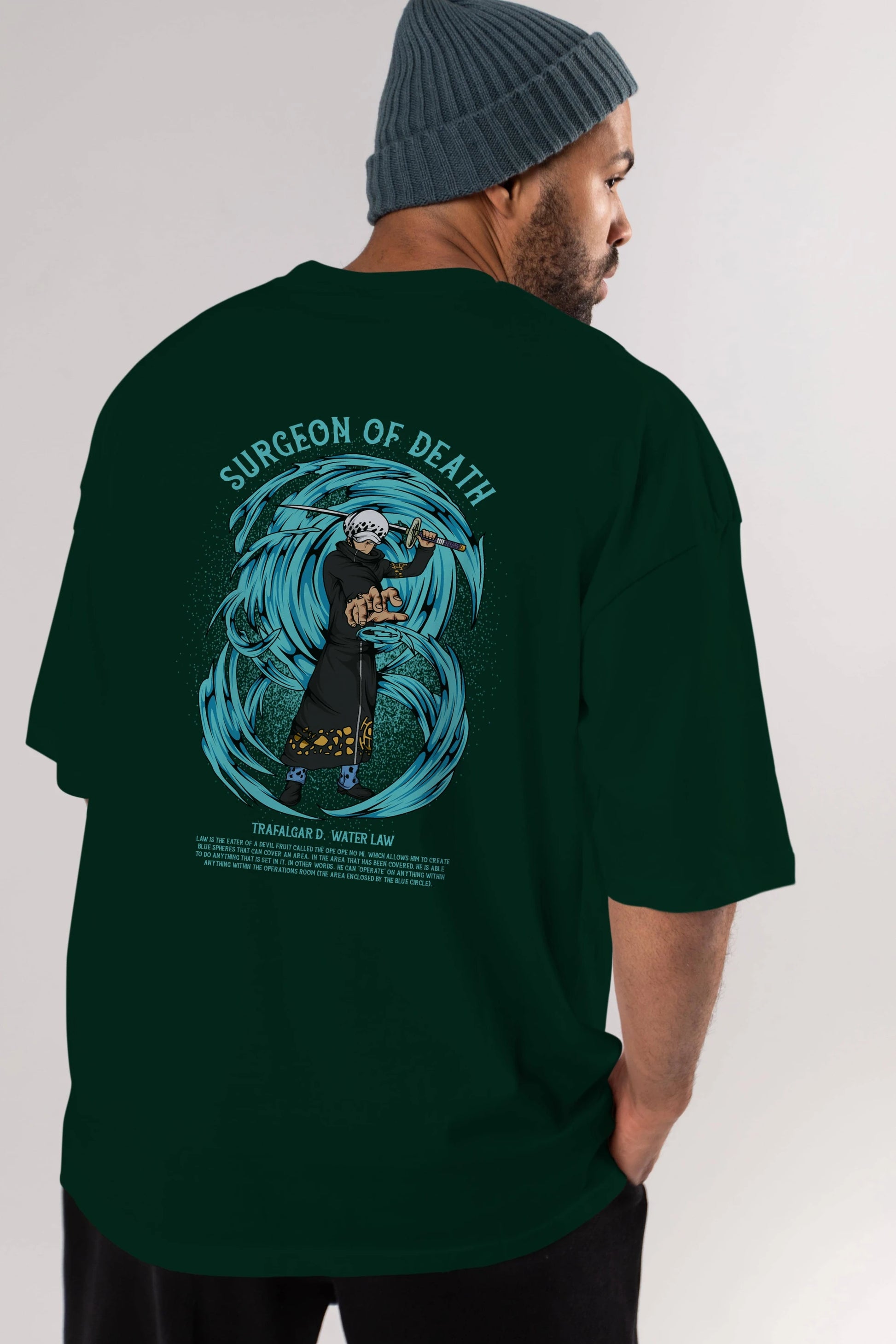 Trafalgad D. Water Law Anime Arka Baskılı Oversize t-shirt Erkek Kadın Unisex
