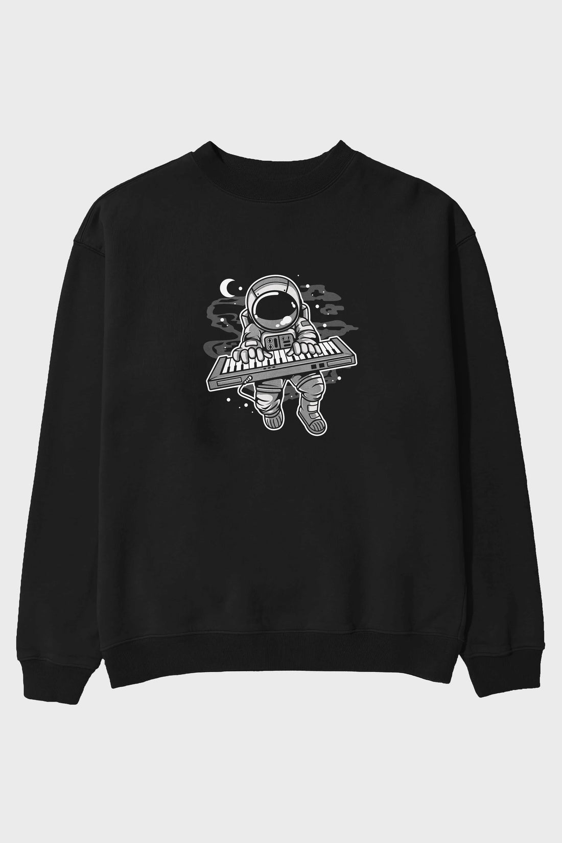 Astronaut Keyboard Ön Baskılı Oversize Sweatshirt Erkek Kadın Unisex