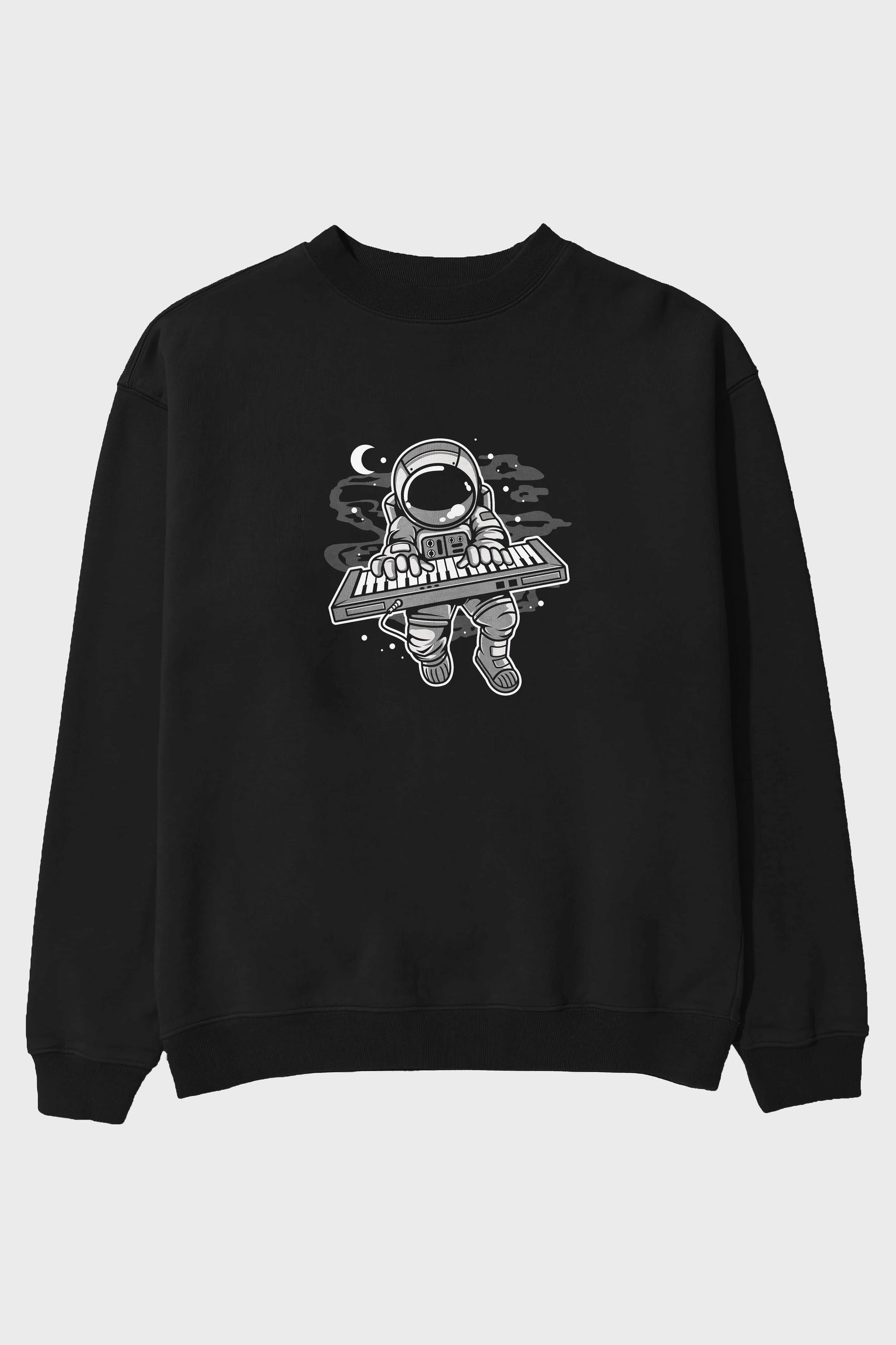 Astronaut Keyboard Ön Baskılı Oversize Sweatshirt Erkek Kadın Unisex