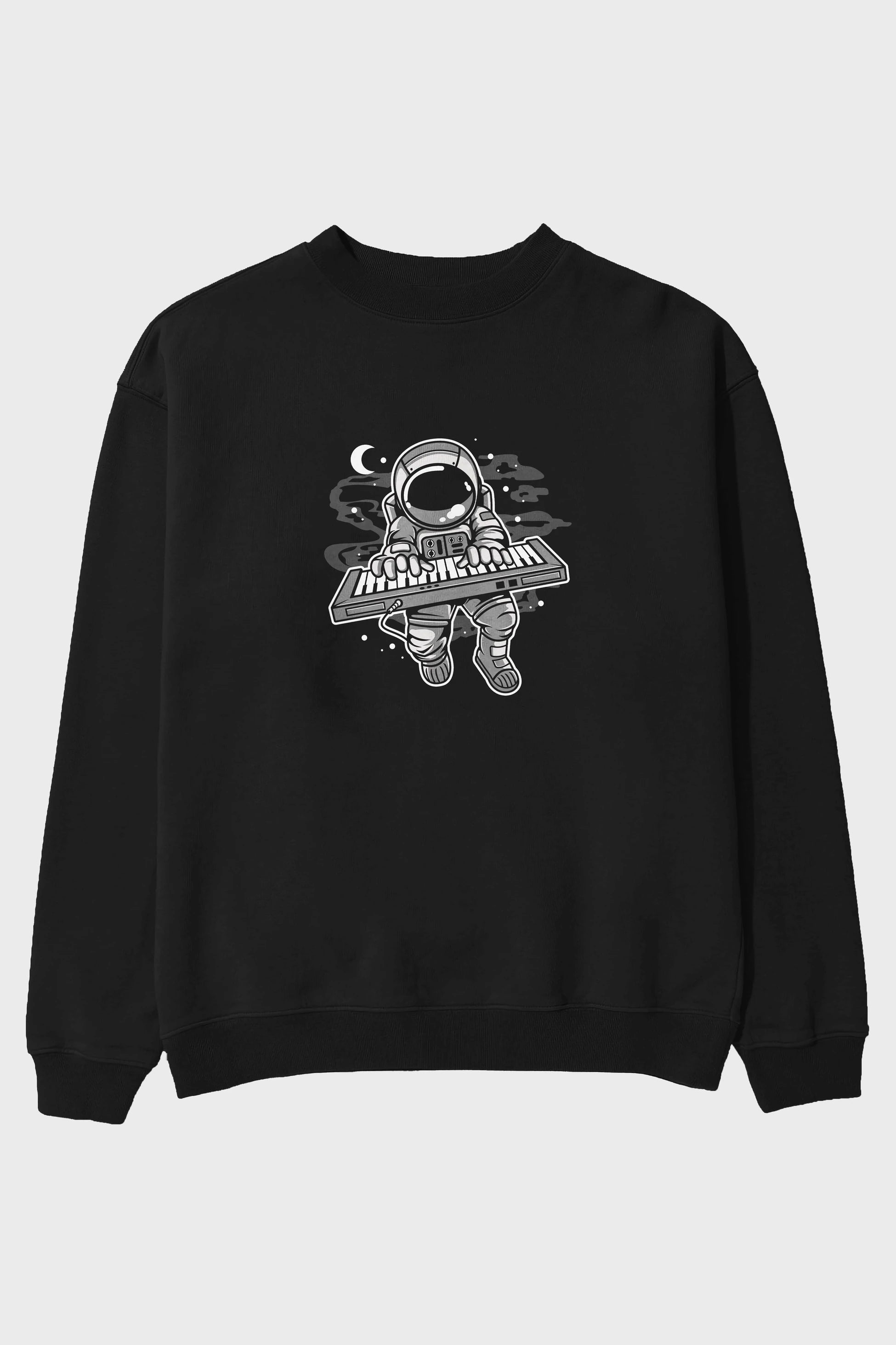 Astronaut Keyboard Ön Baskılı Oversize Sweatshirt Erkek Kadın Unisex
