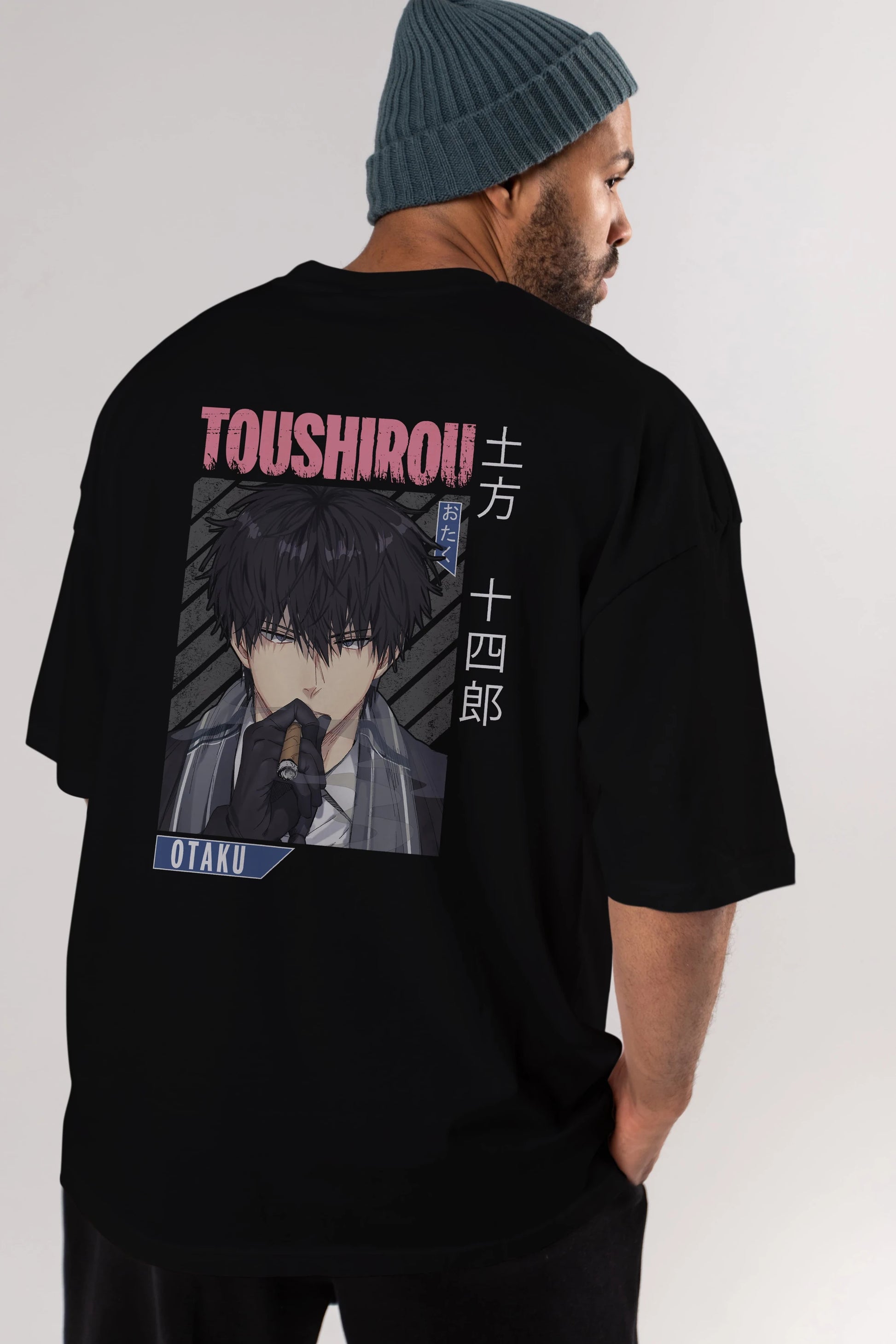 Toushirou Hijikata 2 Anime Arka Baskılı Oversize t-shirt Erkek Kadın Unisex