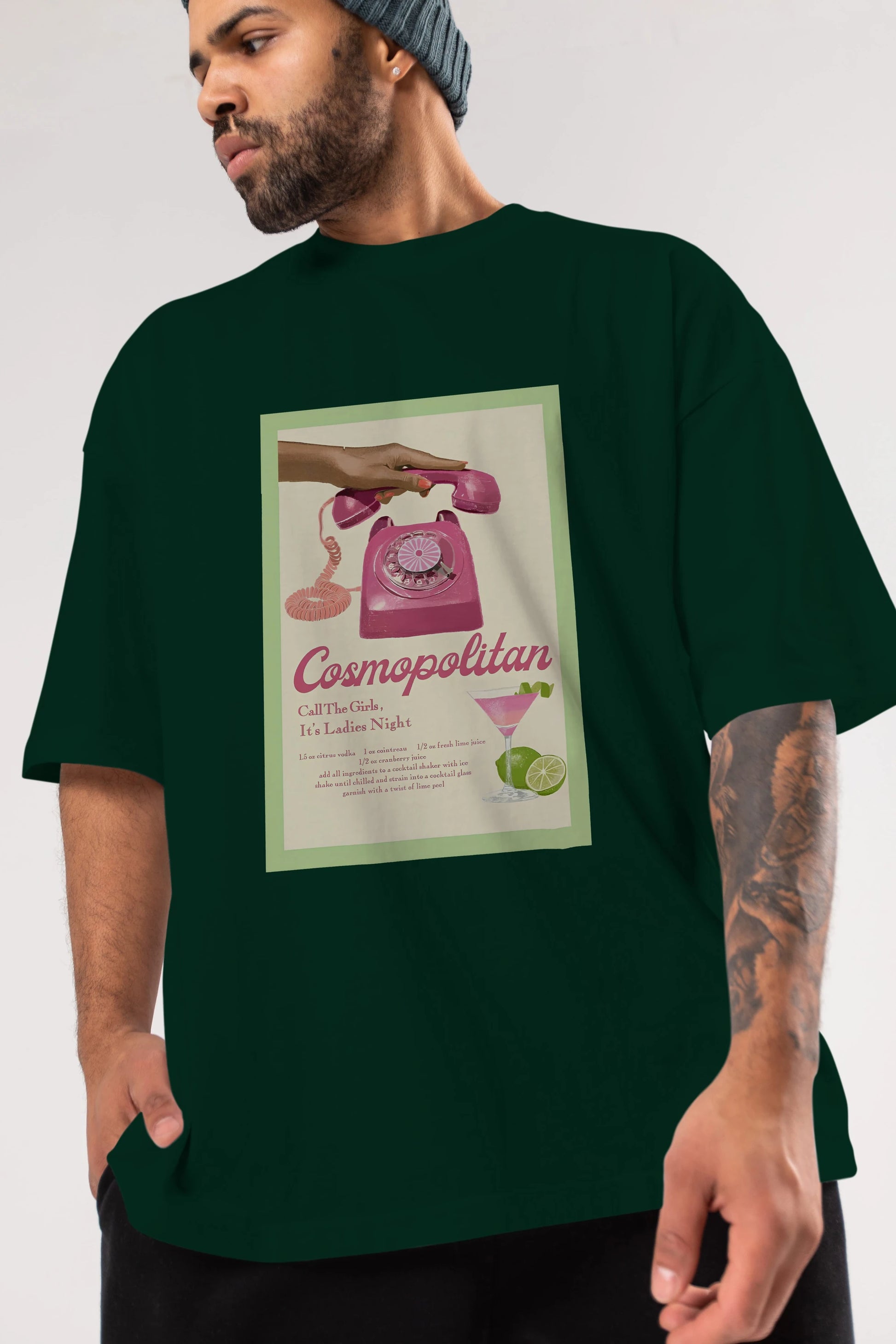 Cosmopolitan 5 Ön Baskılı Oversize t-shirt Erkek Kadın Unisex %100 Pamuk Bisiklet Yaka tişort