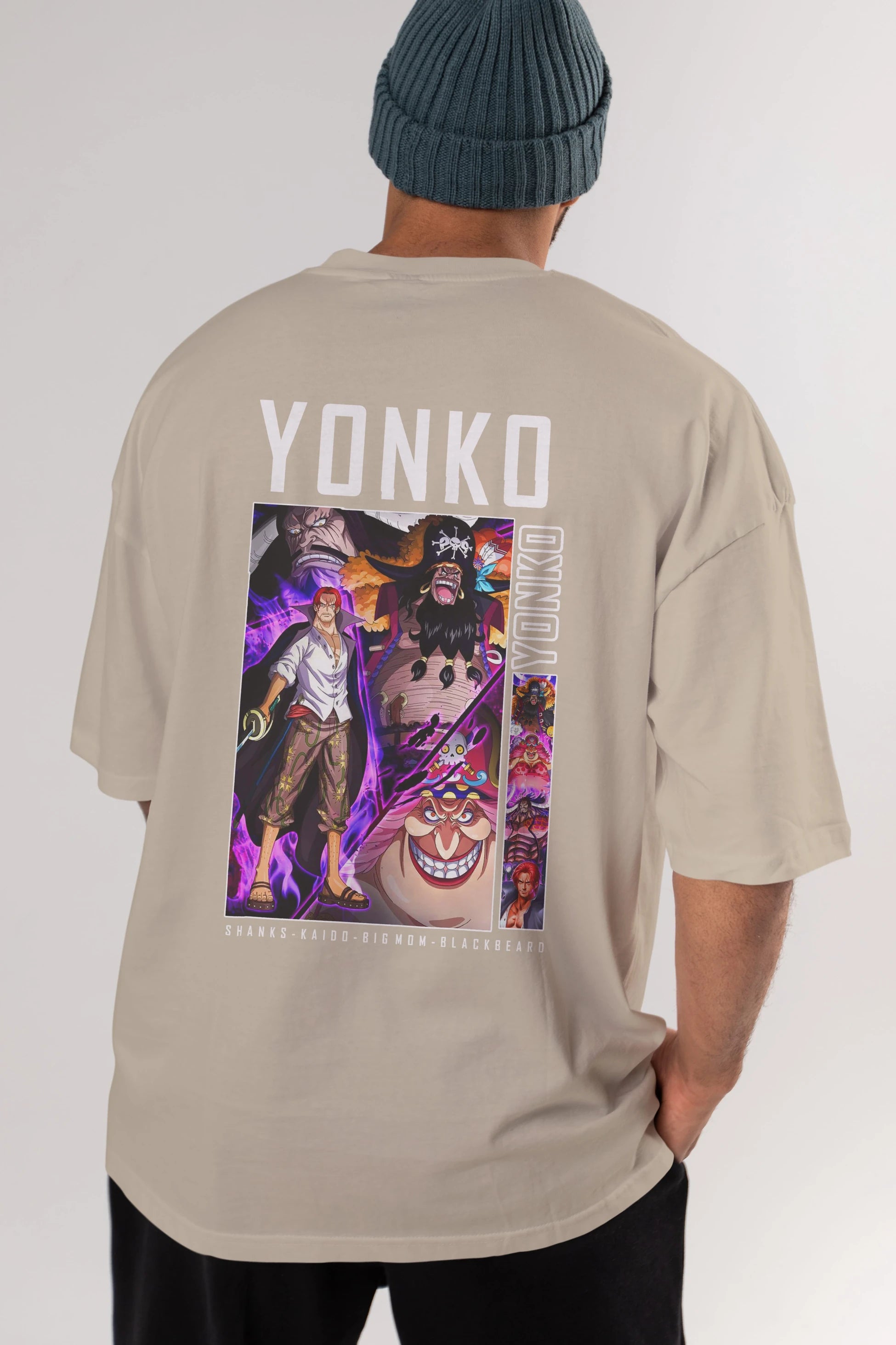 Yonko Anime Arka Baskılı Oversize t-shirt Erkek Kadın Unisex %100 pamuk tişort