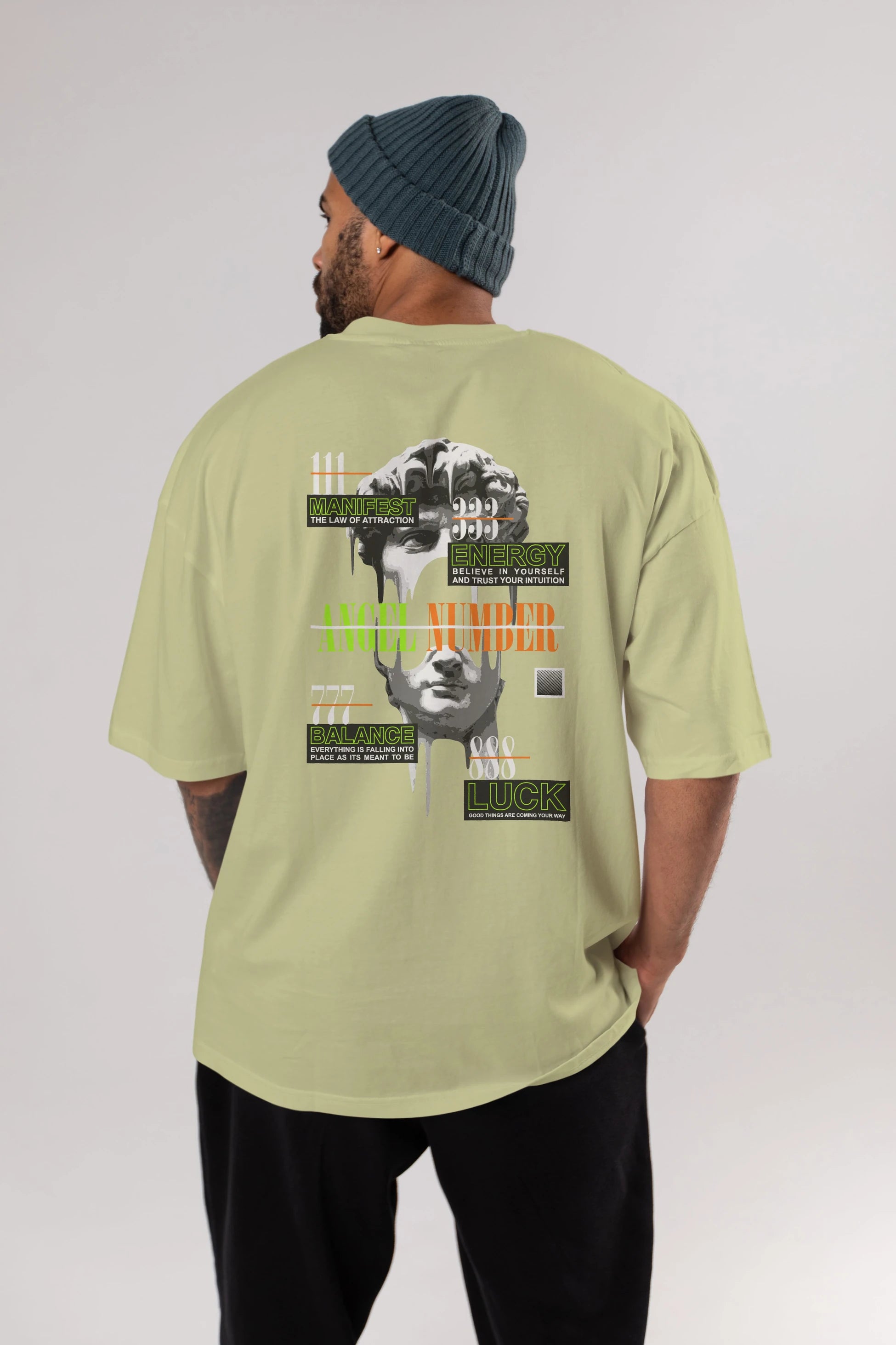Angel Number Arka Baskılı Oversize t-shirt Erkek Kadın Unisex