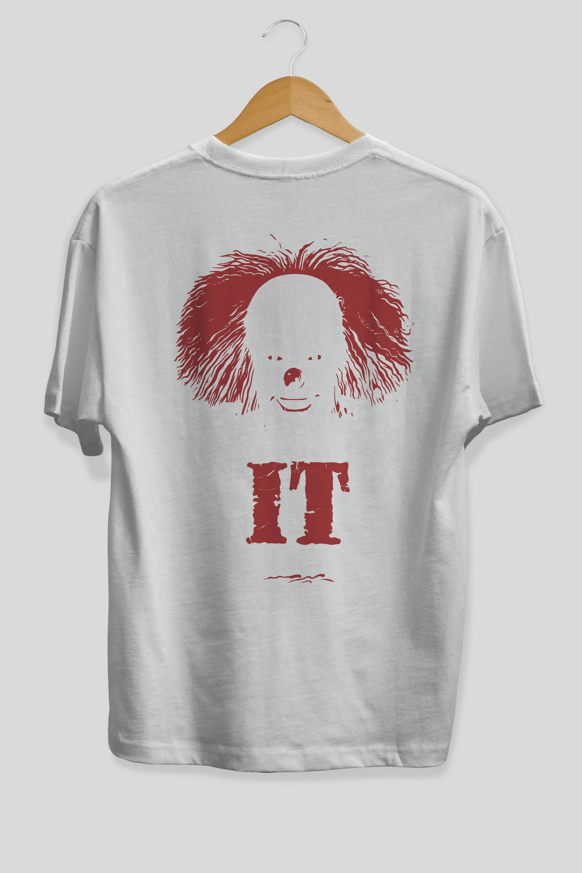 it Arka Baskılı Oversize t-shirt Erkek Kadın Unisex %100 Pamuk Bisiklet Yaka tişort
