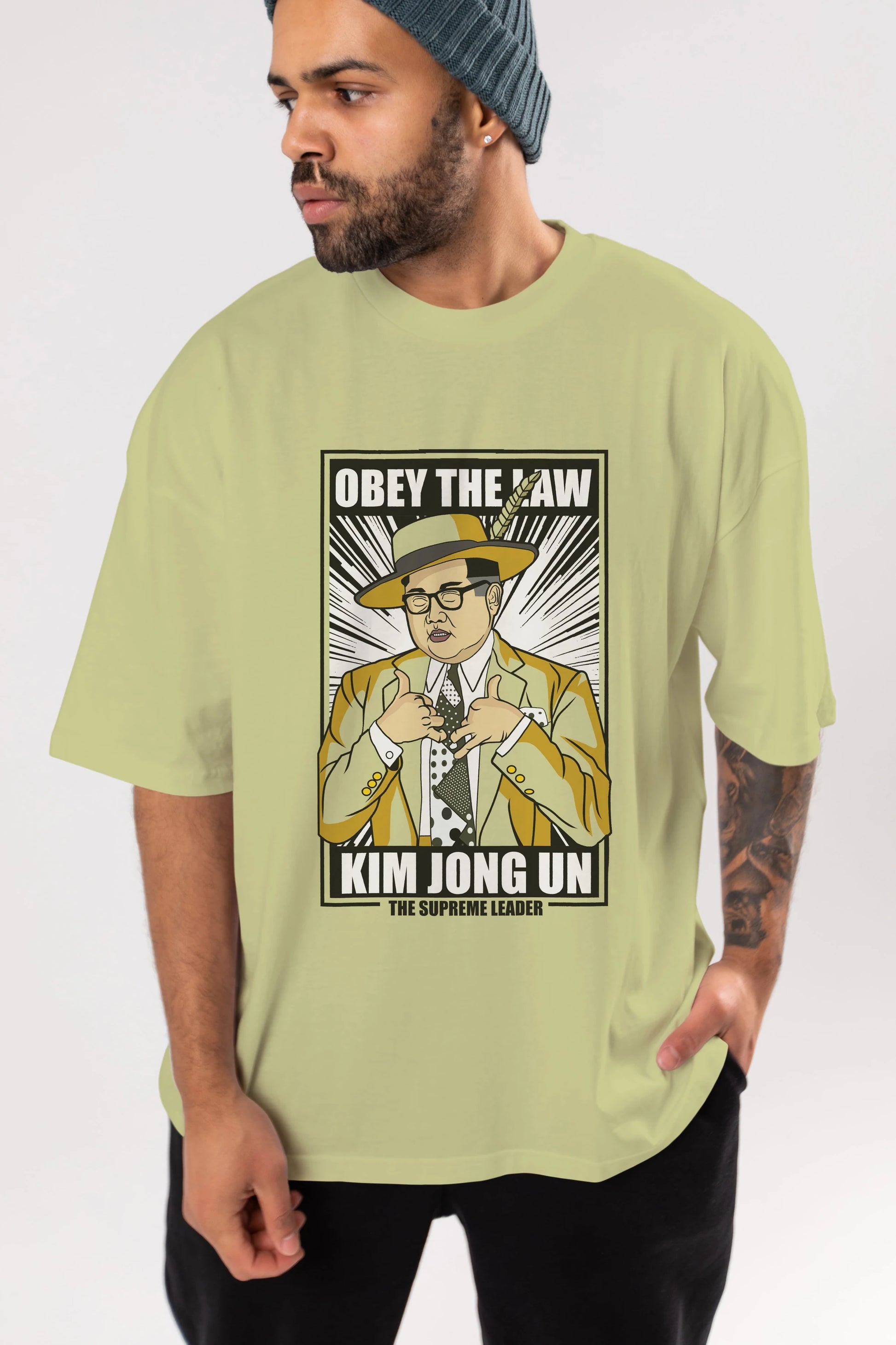 The Mask Jong Un Ön Baskılı Oversize t-shirt Erkek Kadın Unisex %100 Pamuk tişort