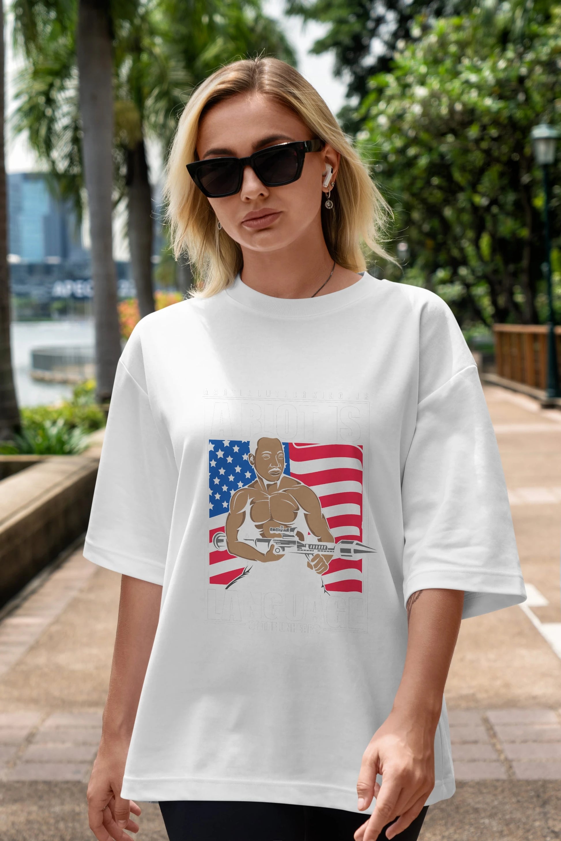 Luther King Jr Rambo Ön Baskılı Oversize t-shirt Erkek Kadın Unisex %100 Pamuk tişort