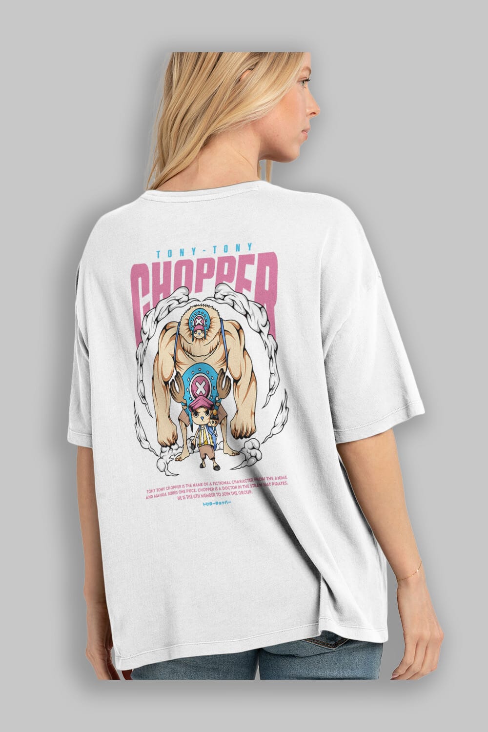 Tony Tony Chopper Anime Arka Baskılı Oversize t-shirt Erkek Kadın Unisex