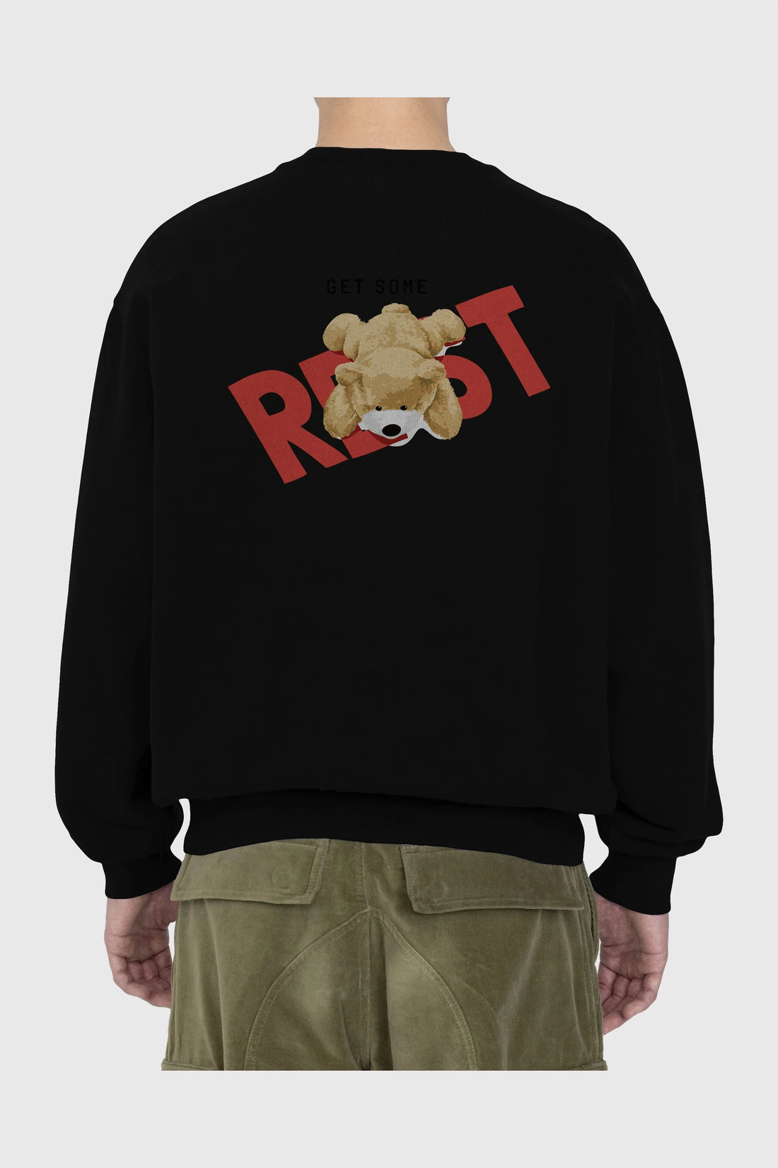 Teddy Bear Rest Arka Baskılı Oversize Sweatshirt Erkek Kadın Unisex
