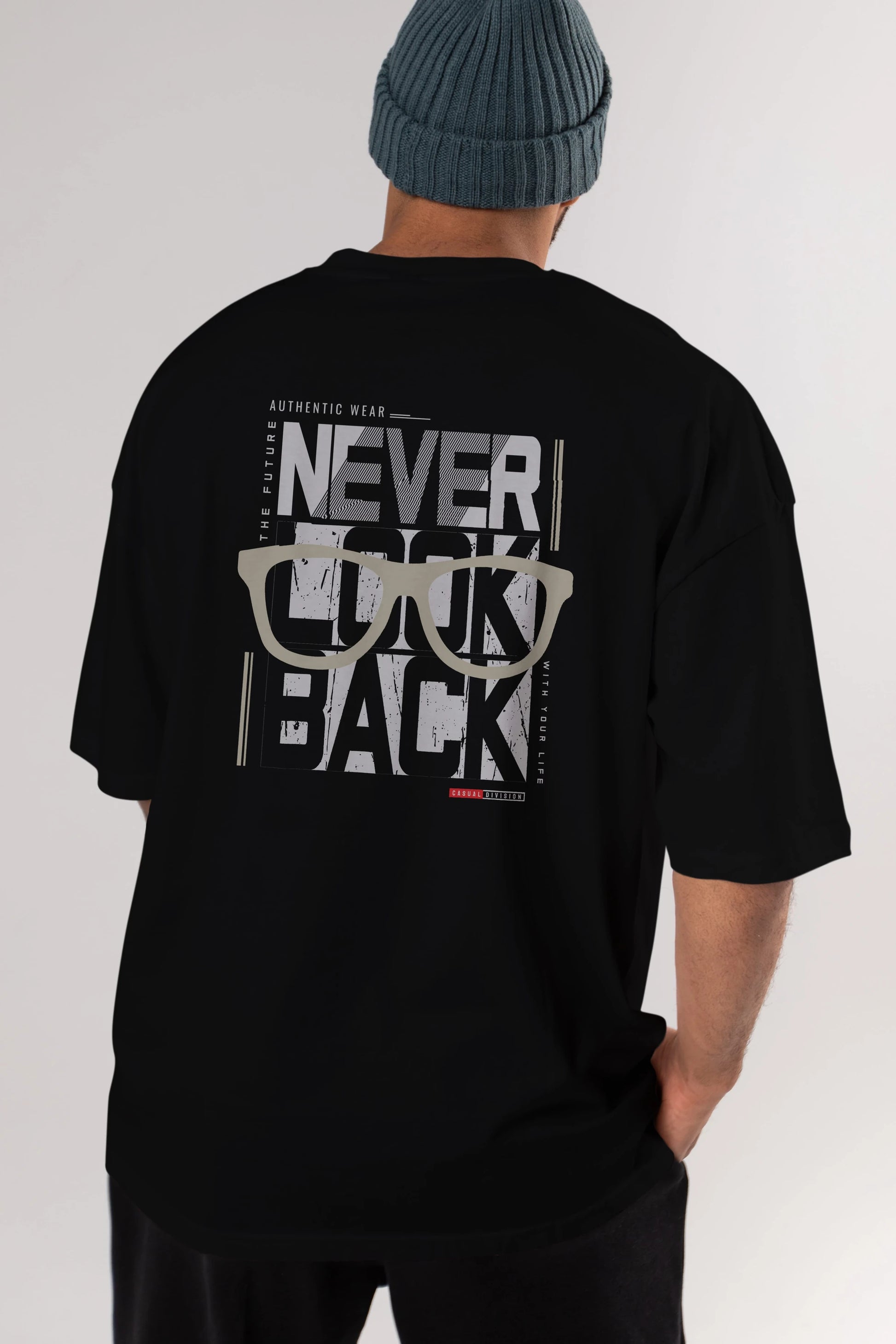 Never Look Back Arka Baskılı Oversize t-shirt Erkek Kadın Unisex