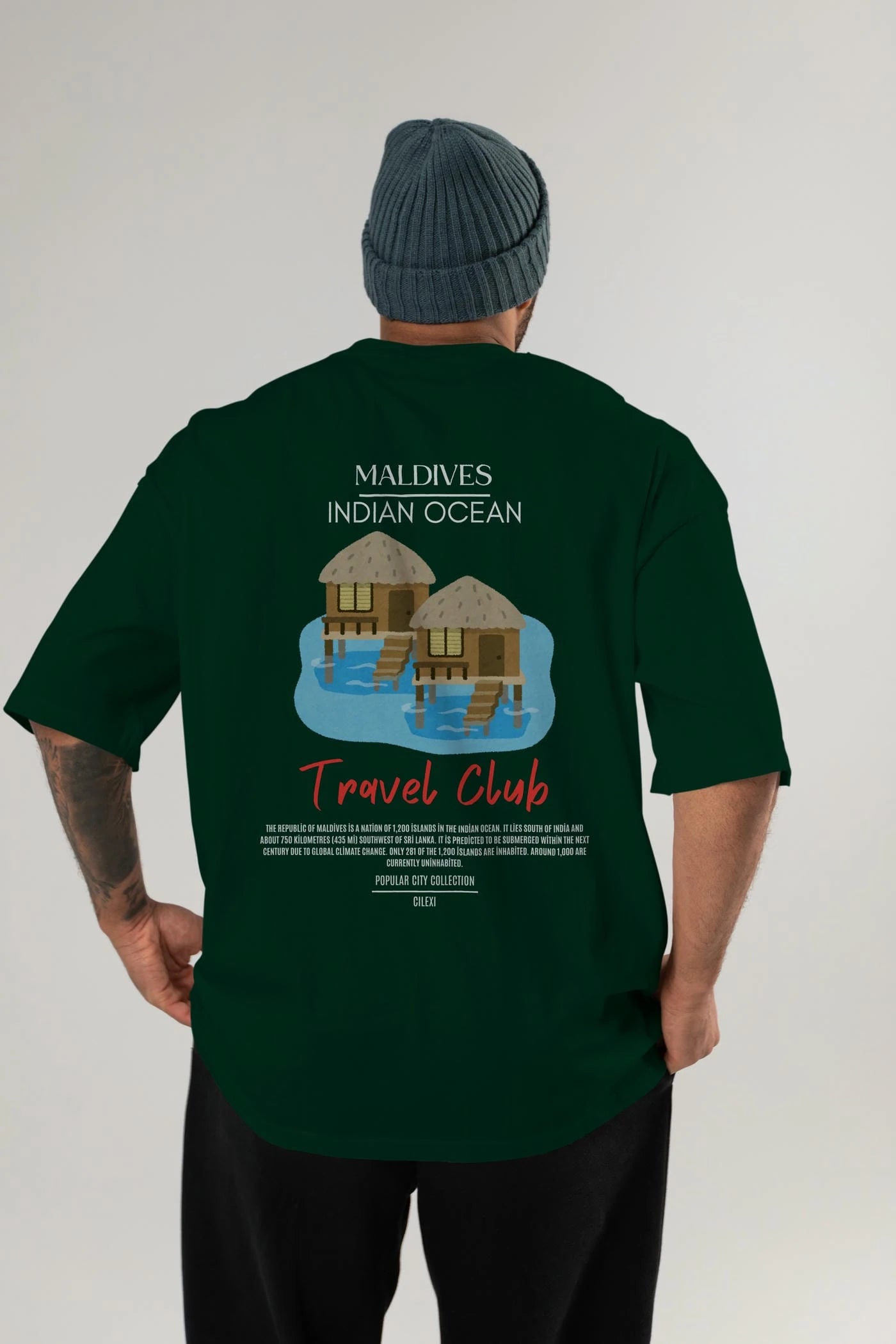 Maldives İndian Ocean Arka Baskılı Oversize t-shirt Erkek Kadın Pamuk Bisiklet Yaka tişort