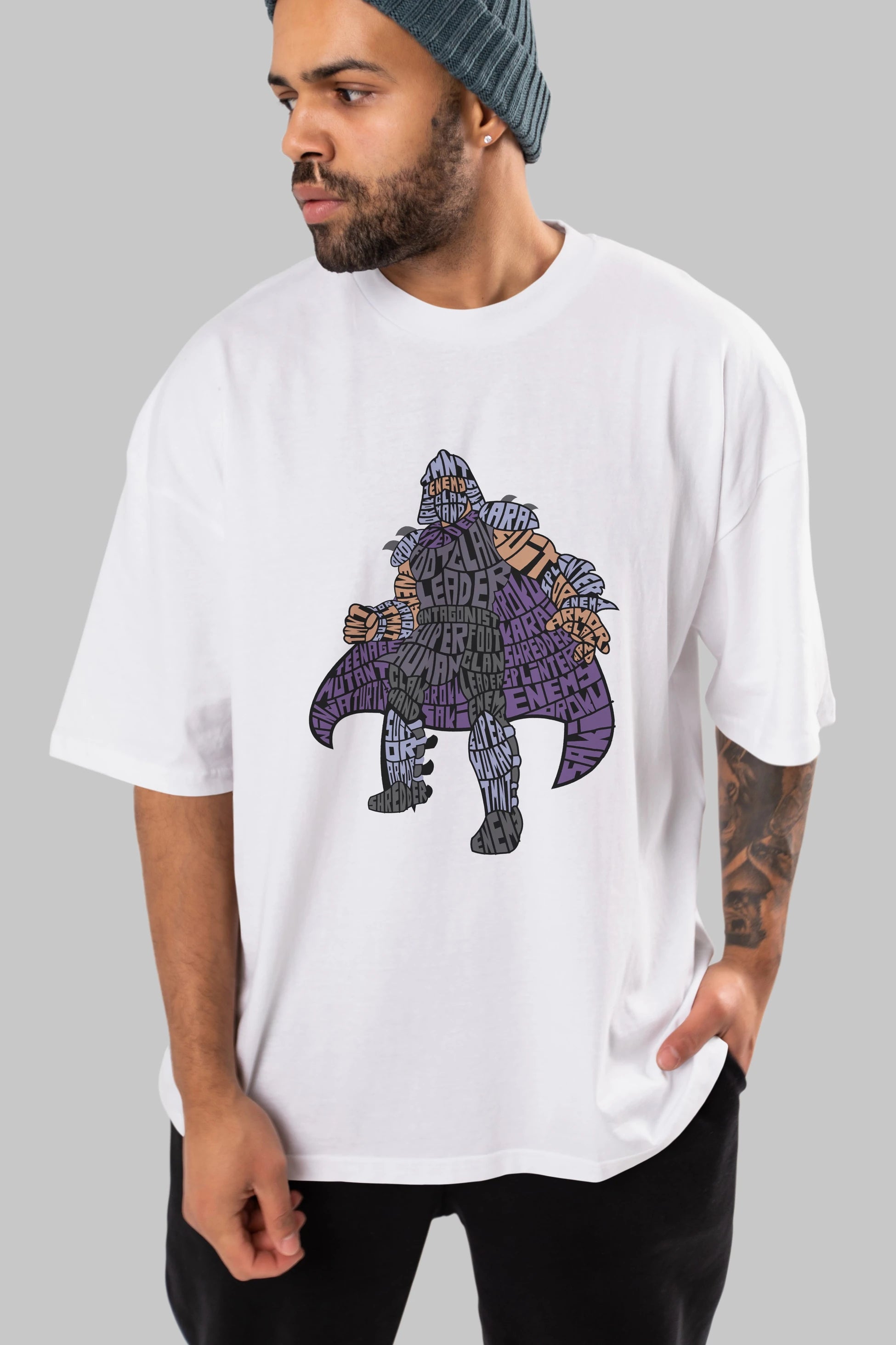 Foot Clan Leader Ön Baskılı Oversize t-shirt %100 pamuk Erkek Kadın Unisex