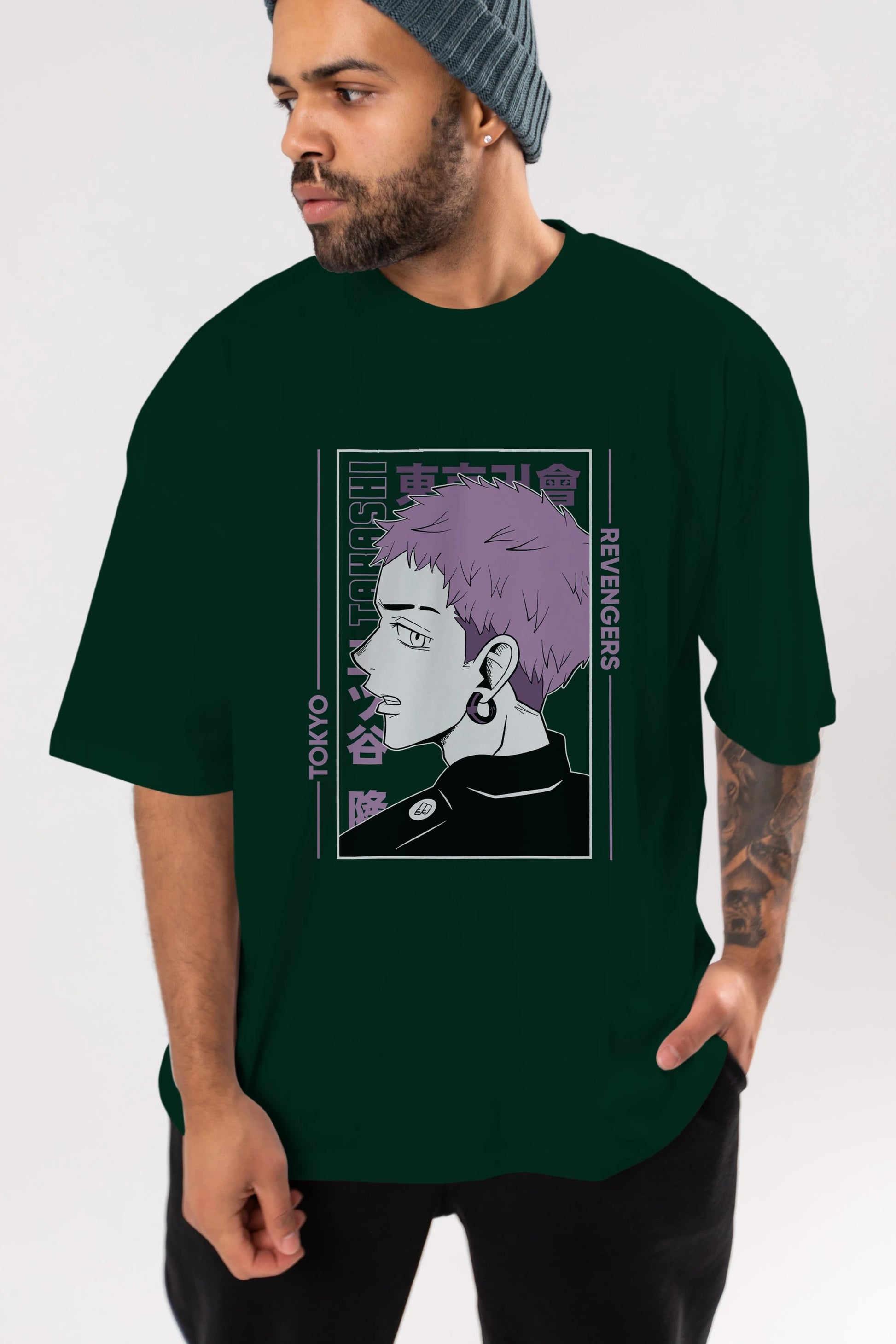 Takashi Mitsuya Anime Ön Baskılı Oversize t-shirt %100 pamuk Erkek Kadın Unisex