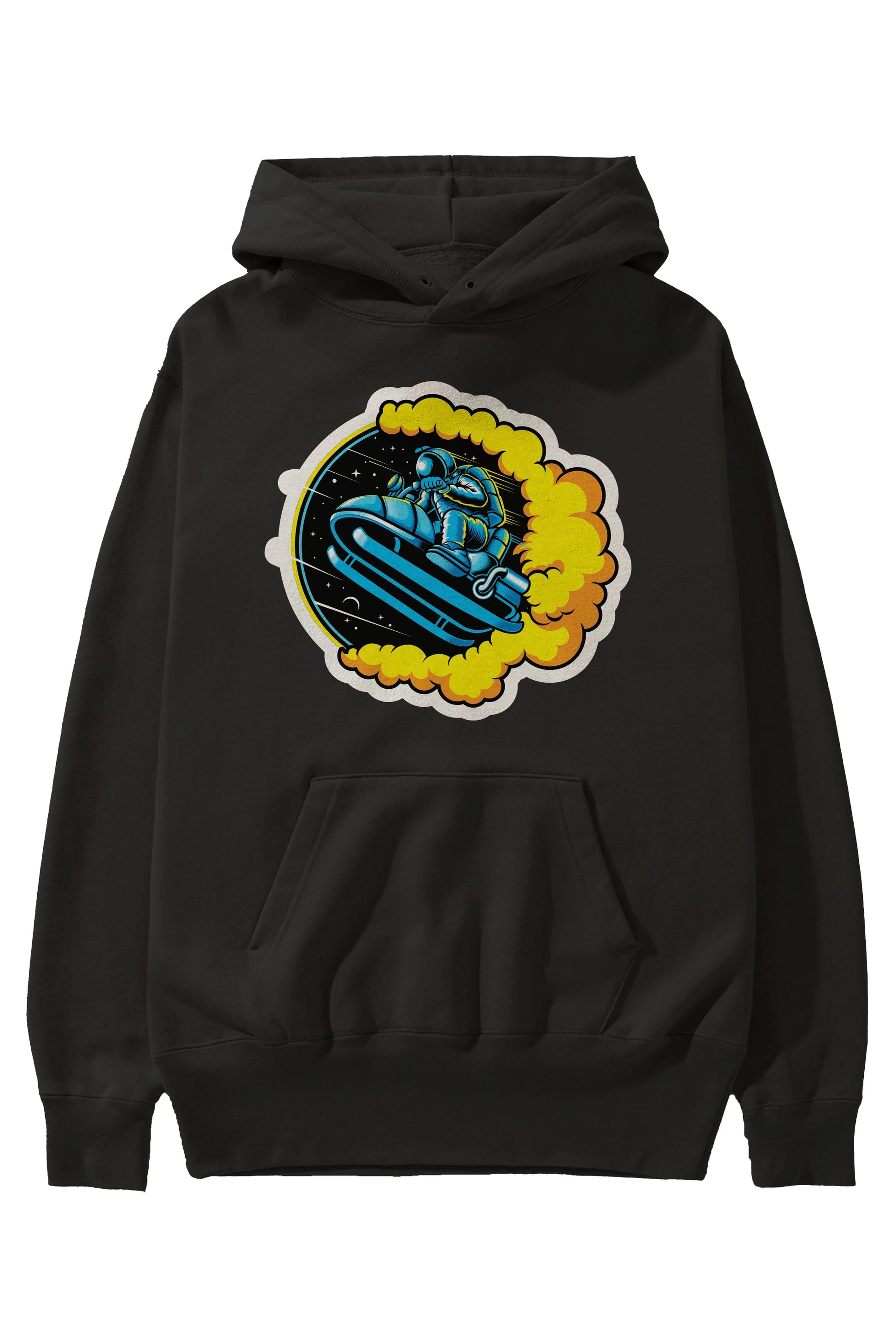 Astrojump with Snowmobile Sticker Ön Baskılı Hoodie Oversize Kapüşonlu Sweatshirt Erkek Kadın Unisex