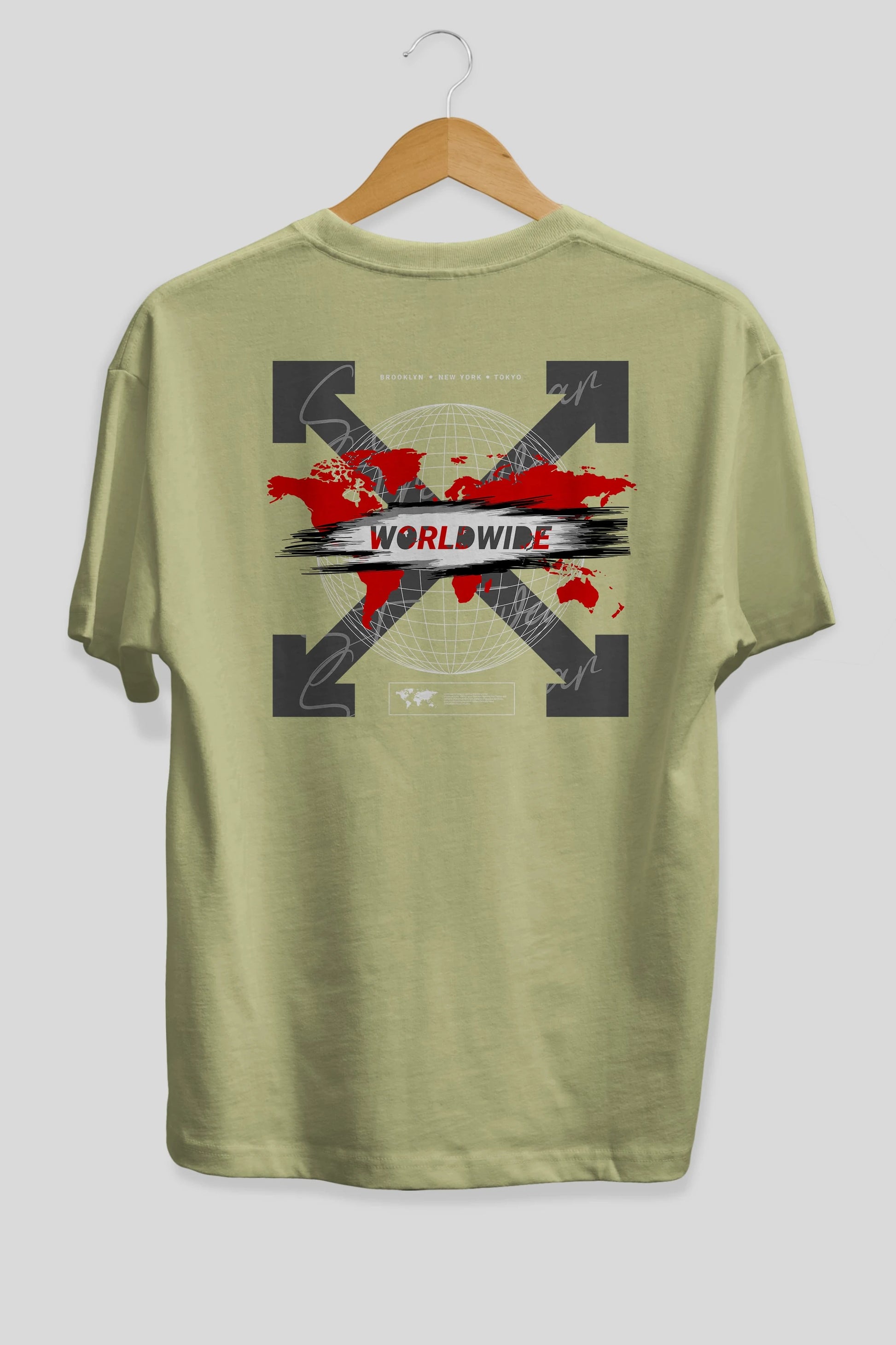 Worldwide Style Arka Baskılı Oversize t-shirt Erkek Kadın Unisex