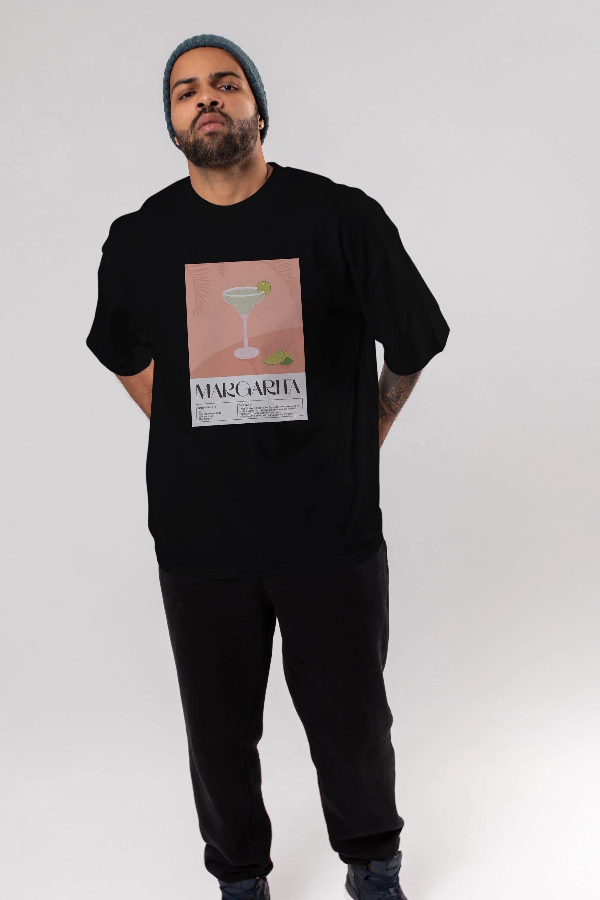 Margarita 5 Ön Baskılı Oversize t-shirt Erkek Kadın Unisex %100 Pamuk Bisiklet Yaka tişort
