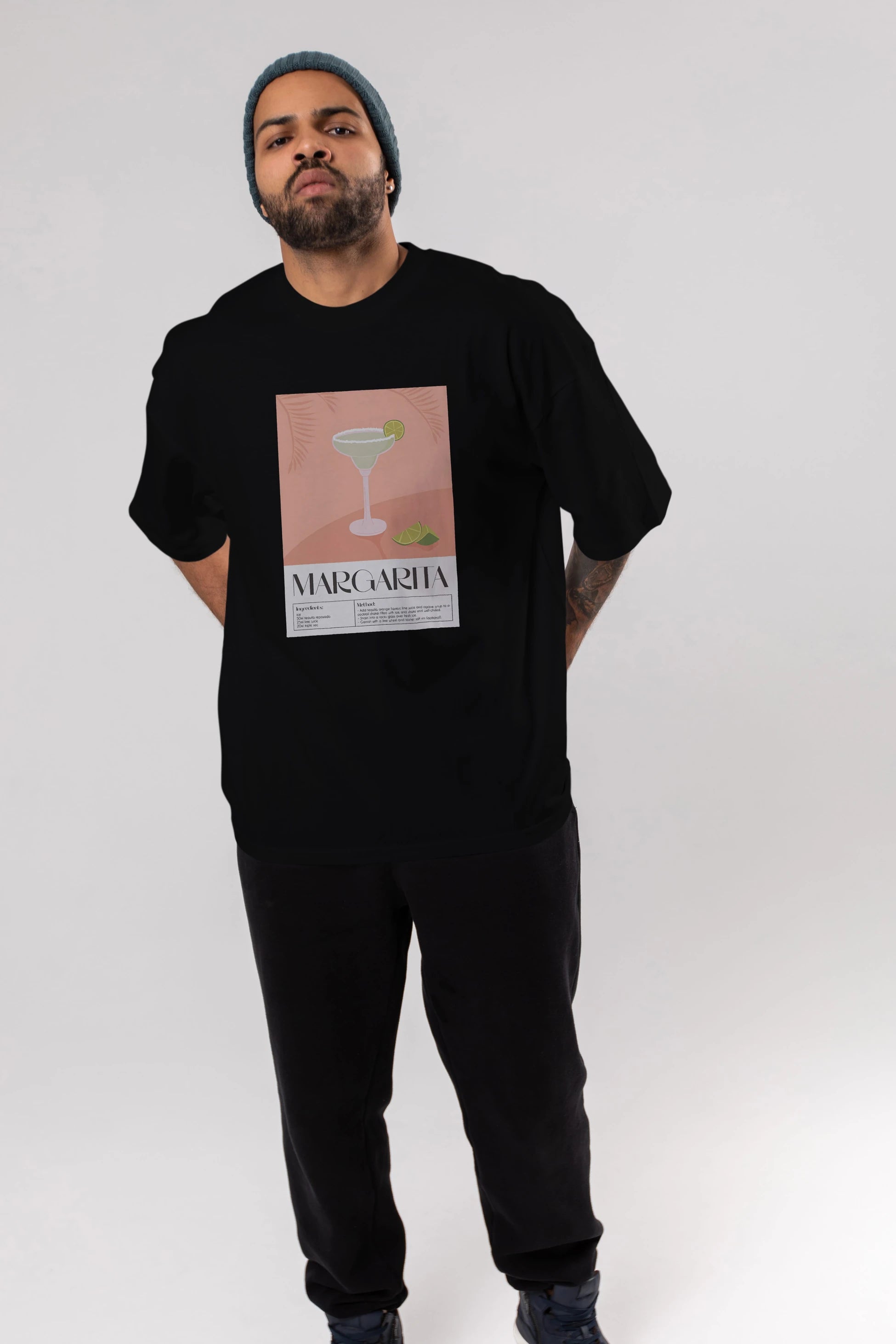 Margarita 5 Ön Baskılı Oversize t-shirt Erkek Kadın Unisex %100 Pamuk Bisiklet Yaka tişort
