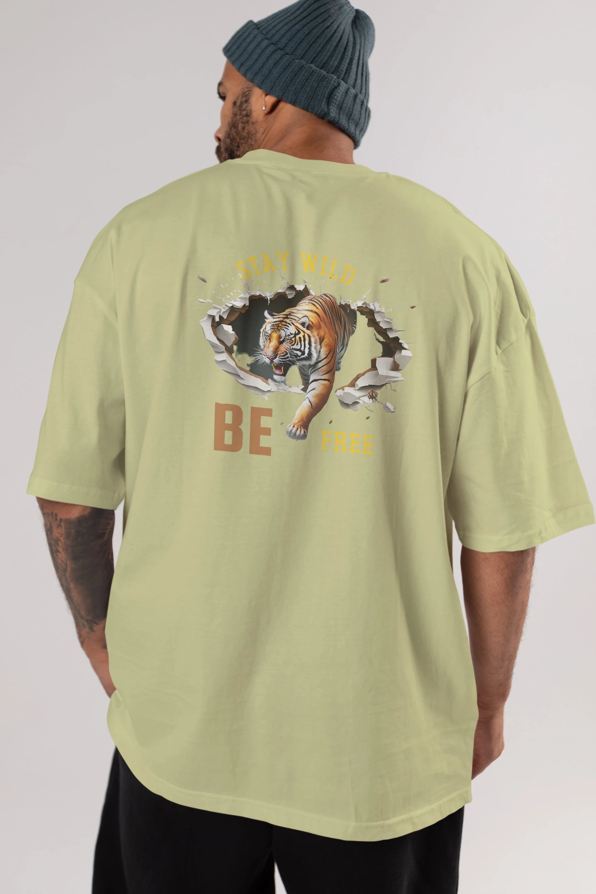 Stay Wild Be Free Yazılı Arka Baskılı Oversize t-shirt Erkek Kadın Unisex