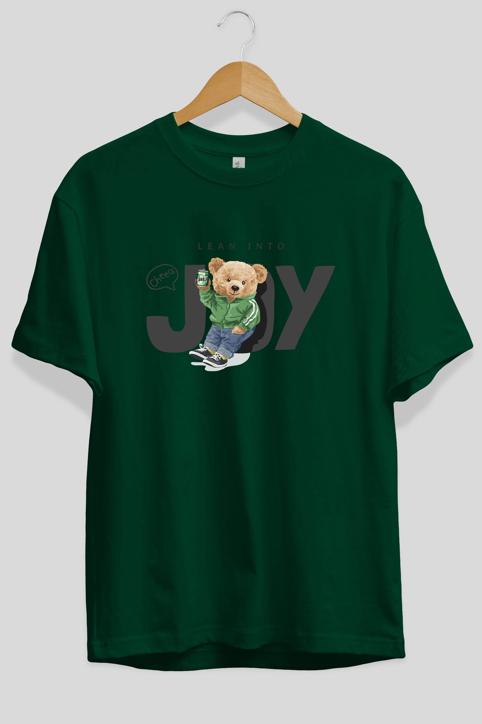 Teddy Bear Joy Ön Baskılı Oversize t-shirt Erkek Kadın Unisex %100 Pamuk