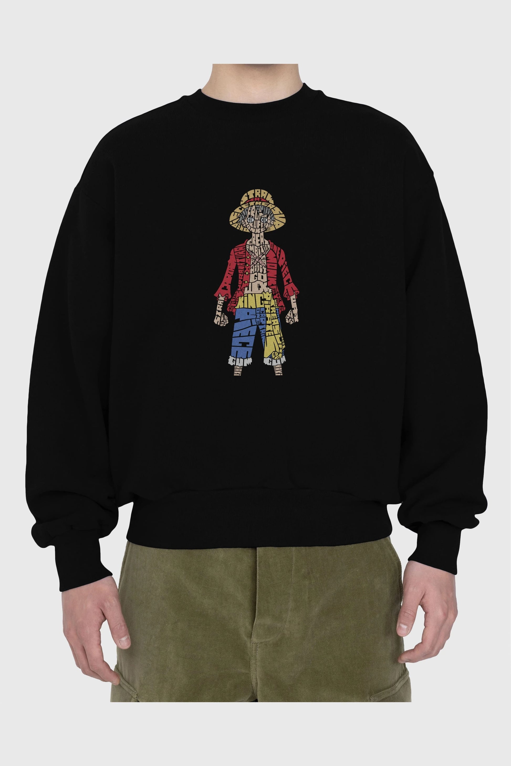 One Piece Ön Baskılı Oversize Sweatshirt Erkek Kadın Unisex