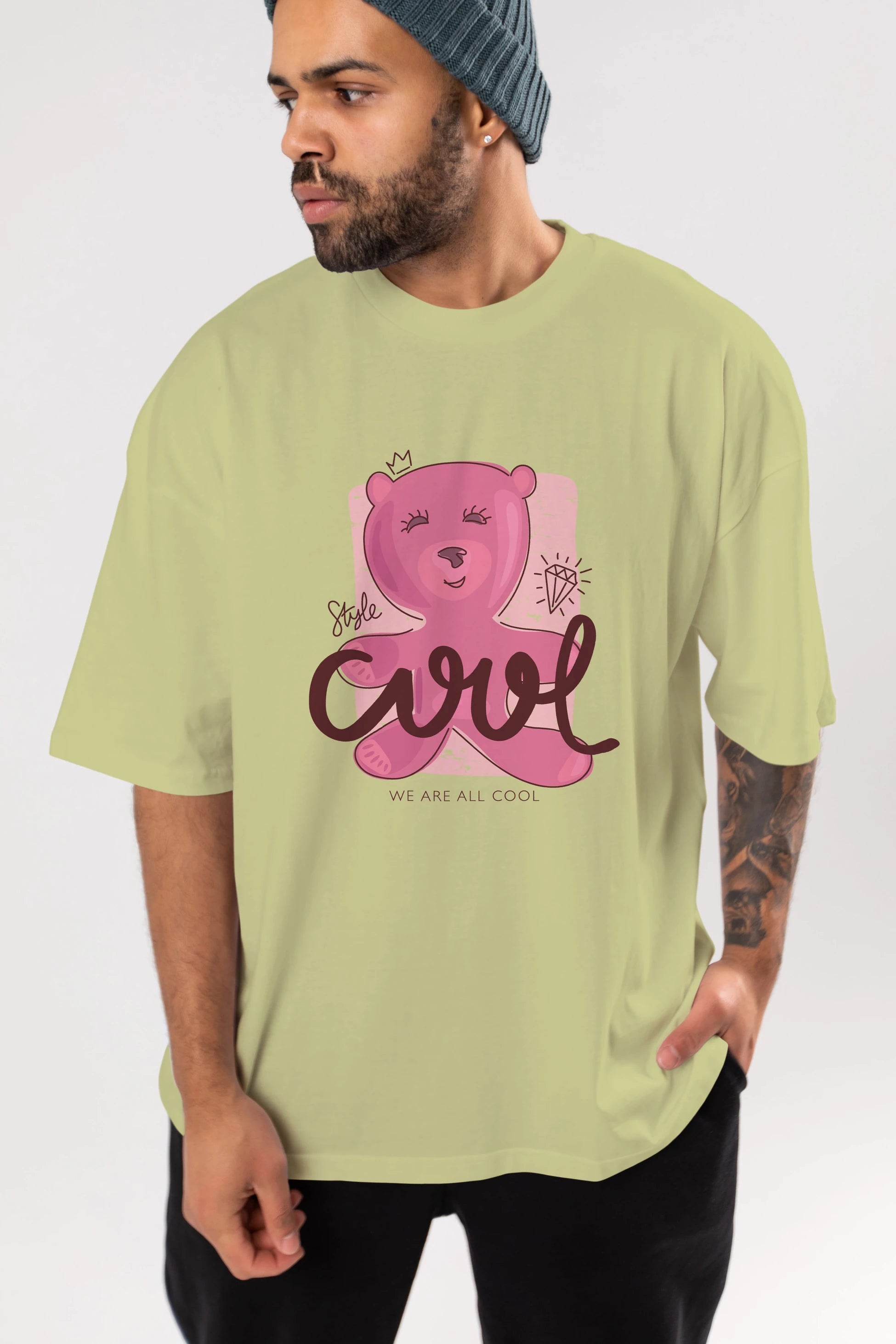 Cool Style Bear Ön Baskılı Oversize t-shirt Erkek Kadın Unisex