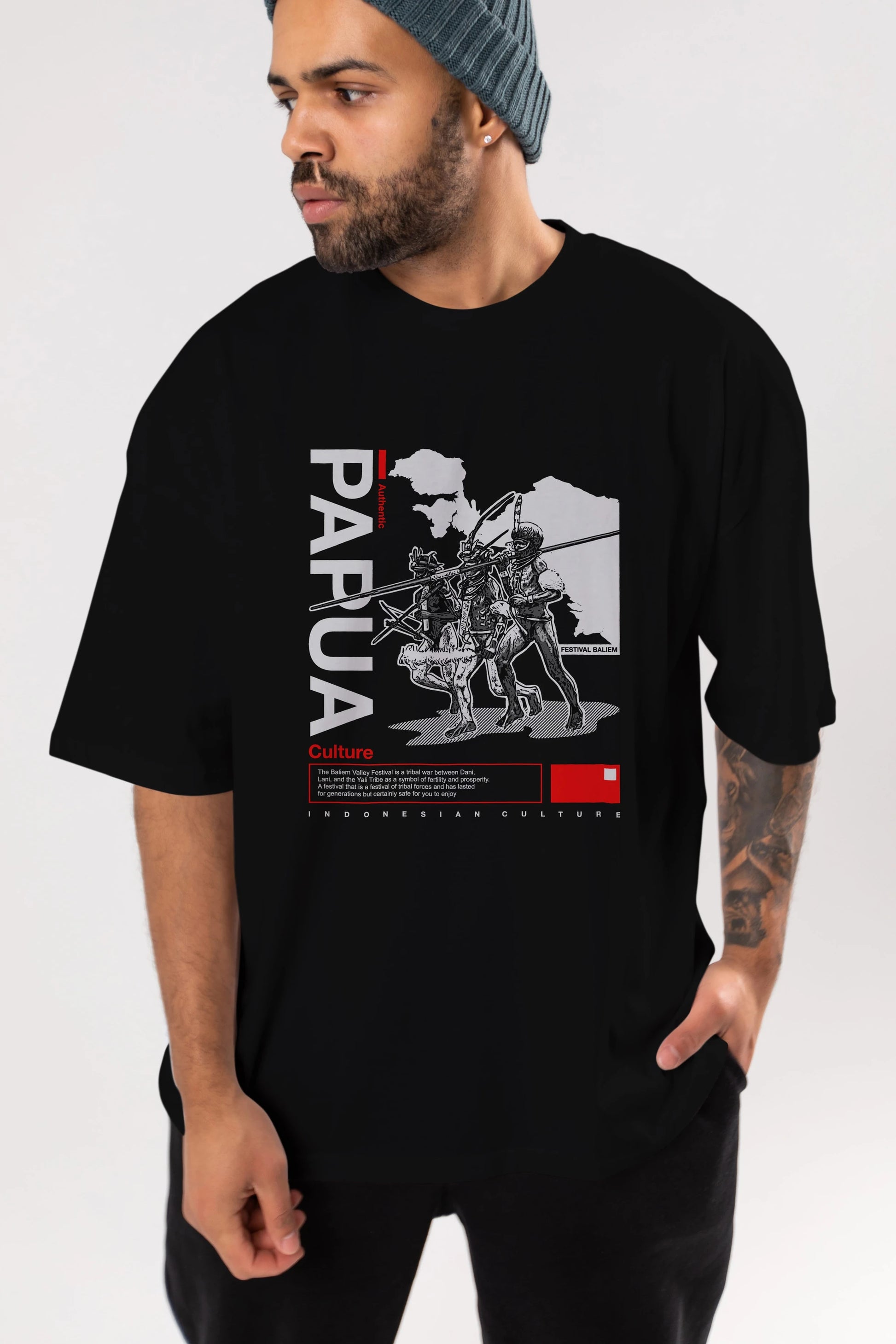Papua Culture Ön Baskılı Oversize t-shirt Erkek Kadın Unisex