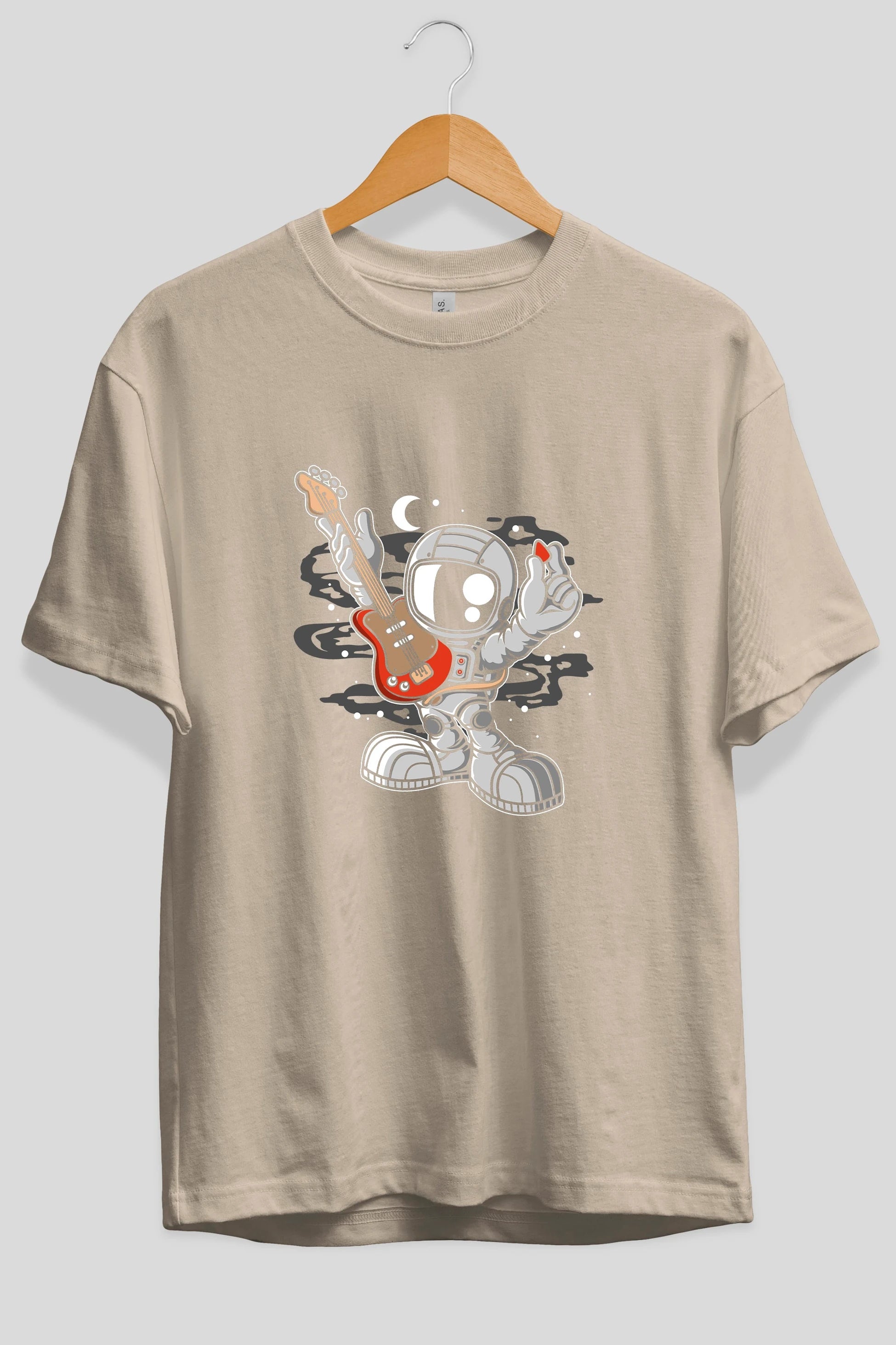 Astronaut Guitar Ön Baskılı Oversize t-shirt Erkek Kadın Unisex