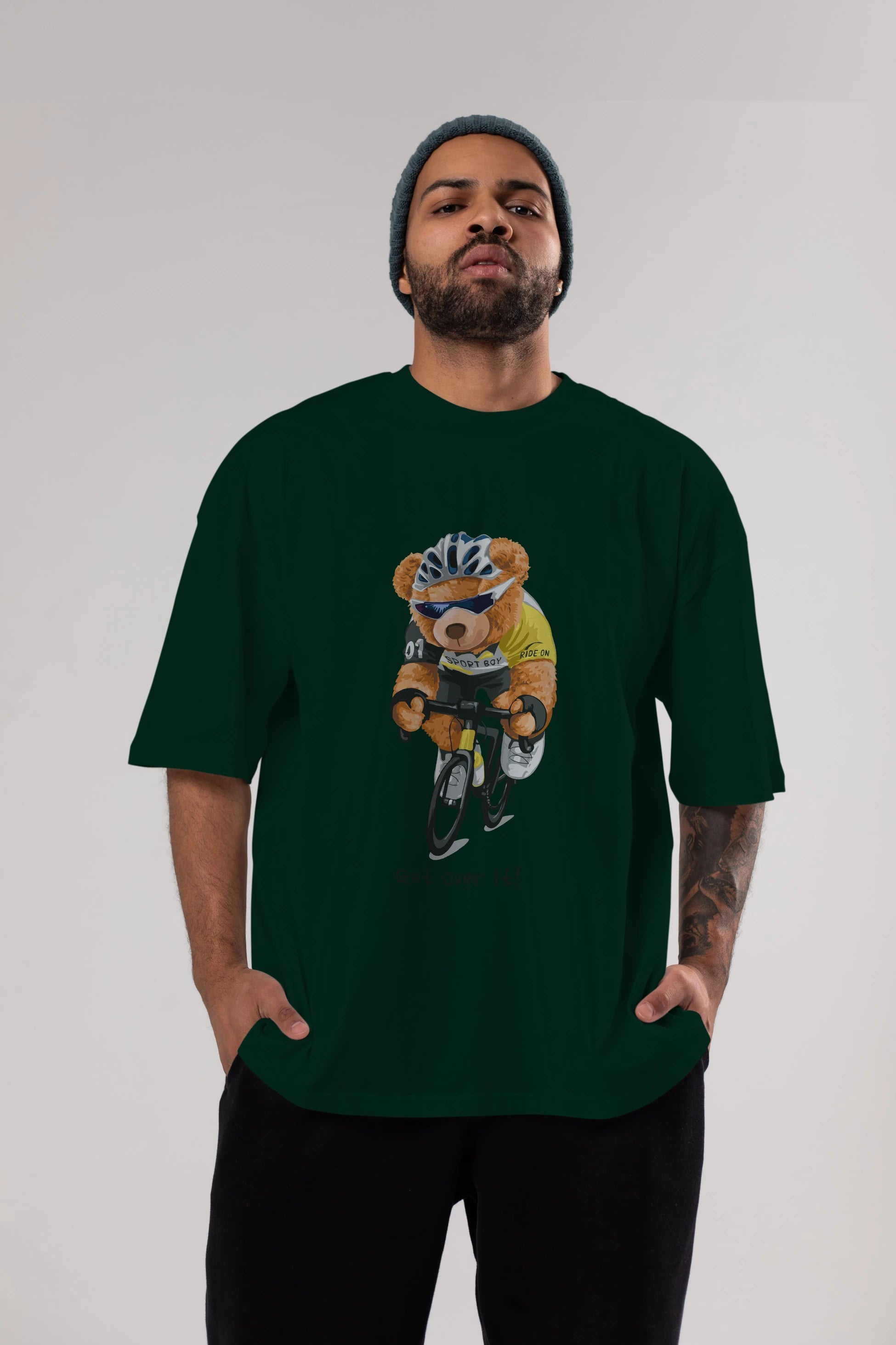 Teddy Bear Sport Boy Ön Baskılı Oversize t-shirt Erkek Kadın Unisex %100 Pamuk