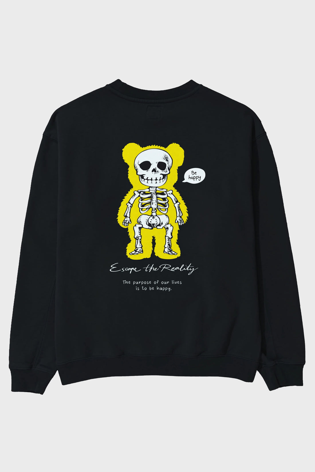 Be Happy Bear Arka Baskılı Oversize Sweatshirt Erkek Kadın Unisex