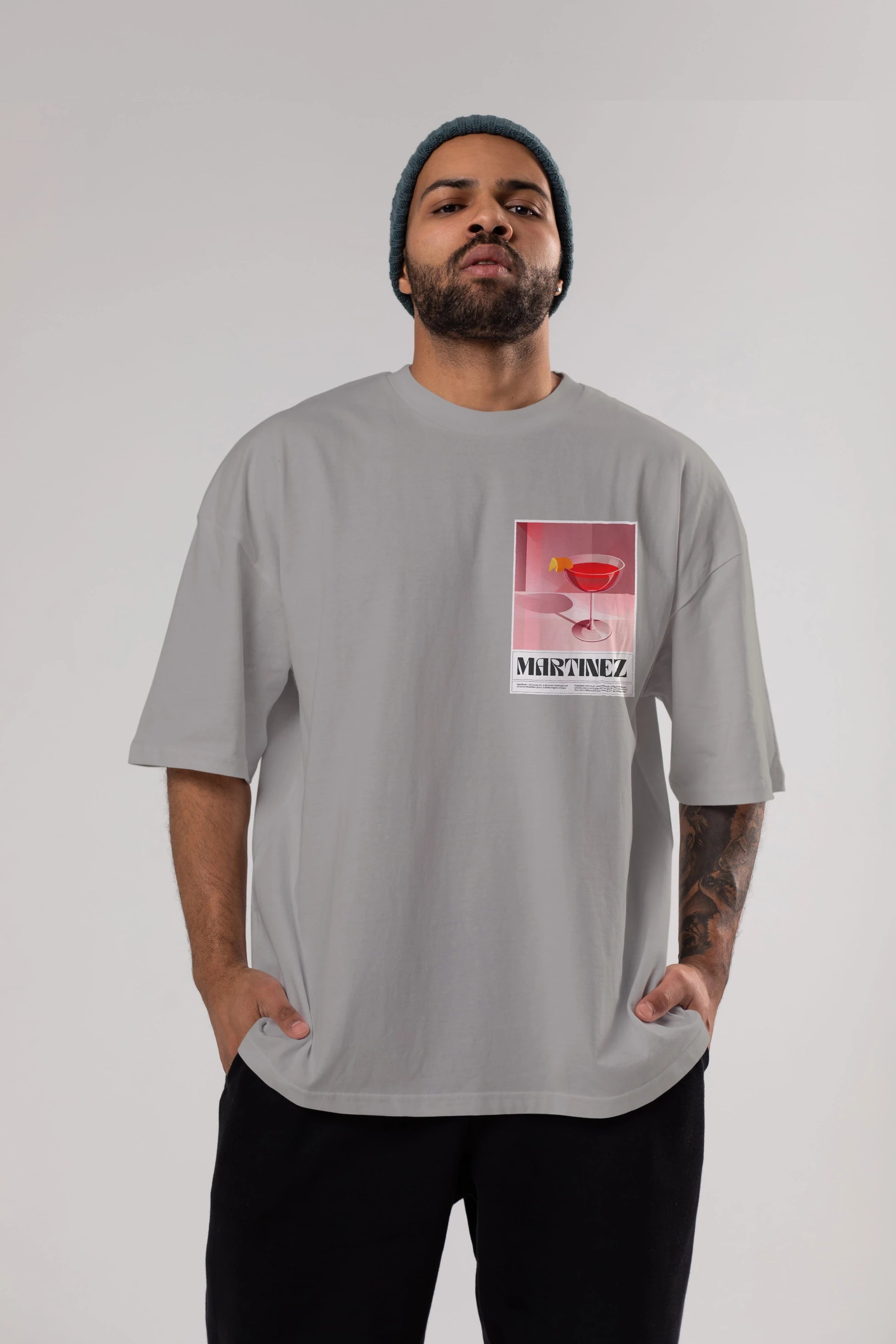 Martinez Ön Sol Baskılı Oversize t-shirt Erkek Kadın Unisex %100 Pamuk Bisiklet Yaka tişort
