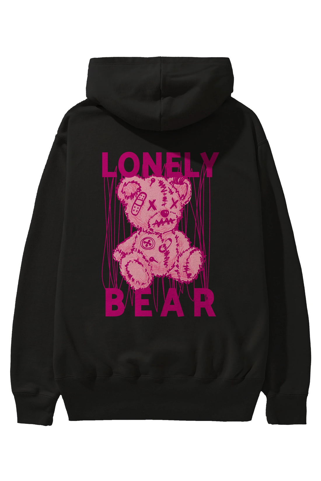 Lonely Bear Arka Baskılı Hoodie Oversize Kapüşonlu Sweatshirt Erkek Kadın Unisex