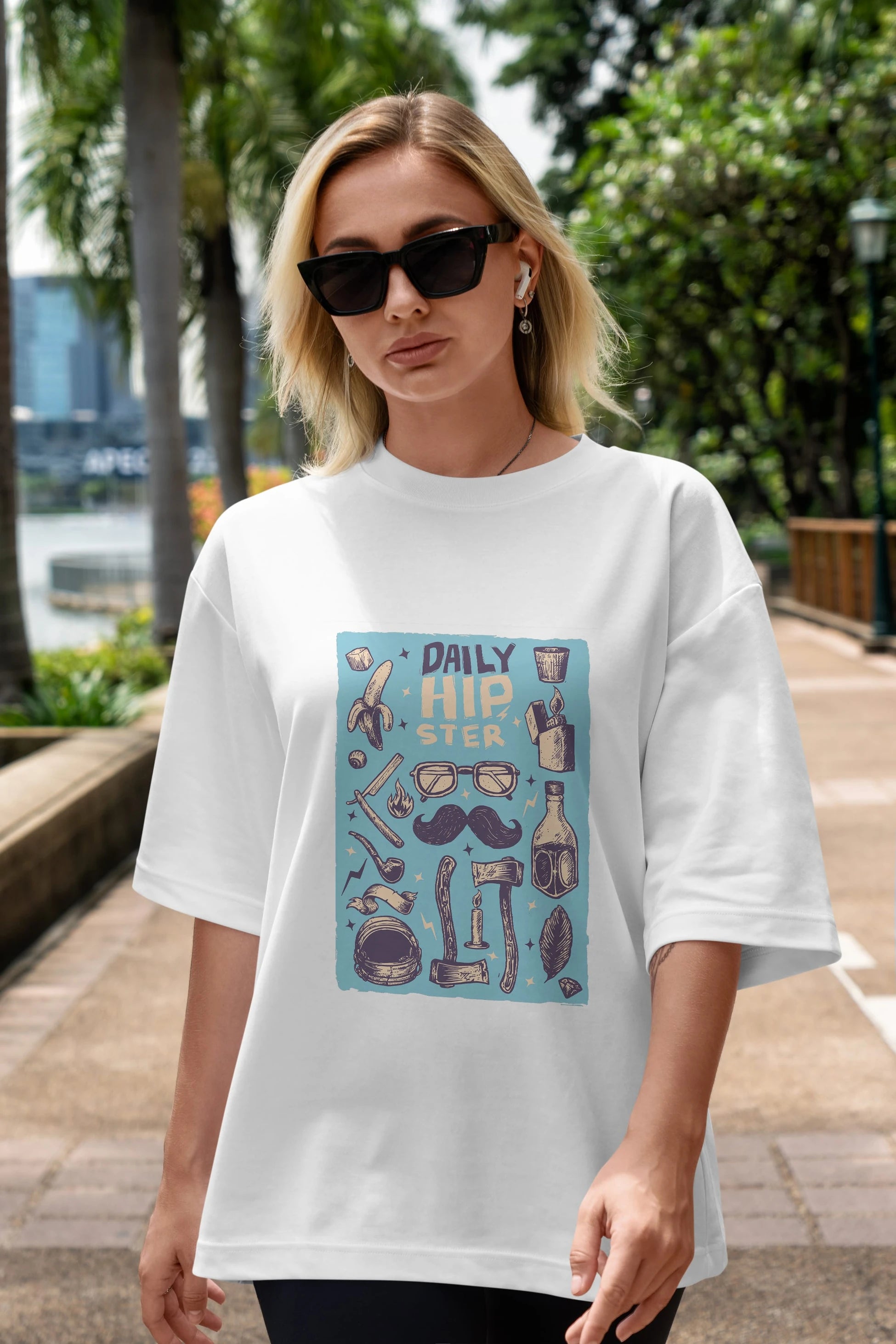 Hipster Ön Baskılı Oversize t-shirt Erkek Kadın Unisex %100 Pamuk tişort