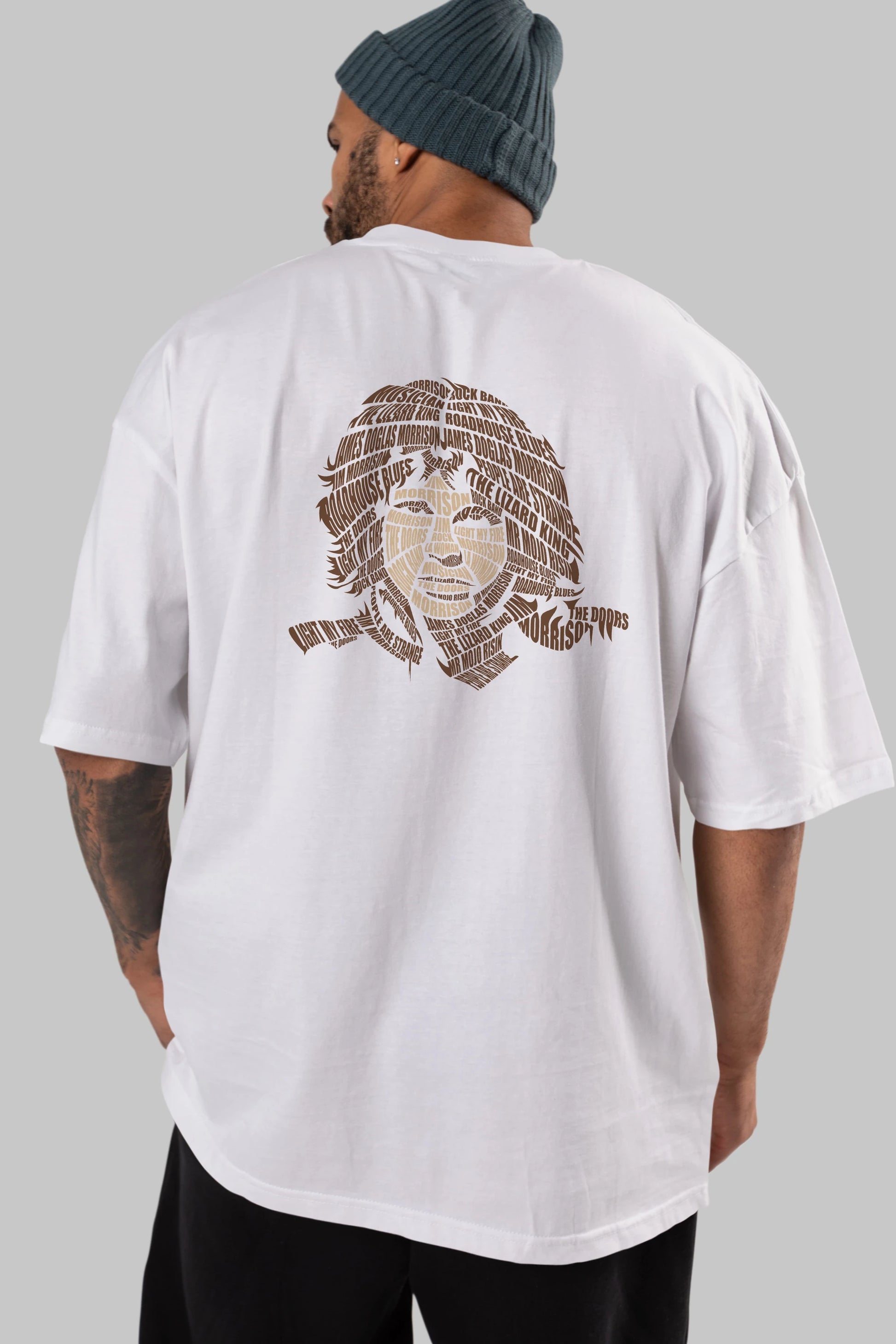 Jim Morrison Calligram Arka Baskılı Oversize t-shirt %100 pamuk Erkek Kadın Unisex