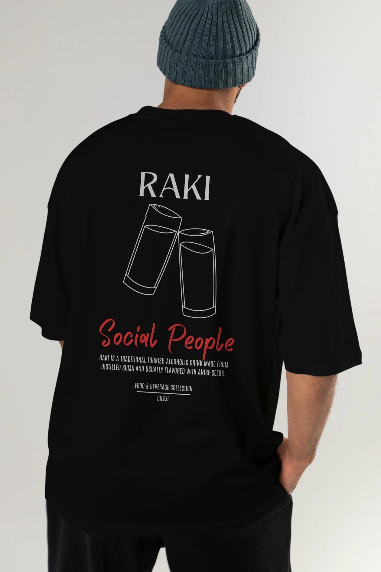 Rakı Kokteyl Serisi Baskılı Oversize t-shirt Erkek Kadın Unisex %100 Pamuk Bisiklet Yaka tişort