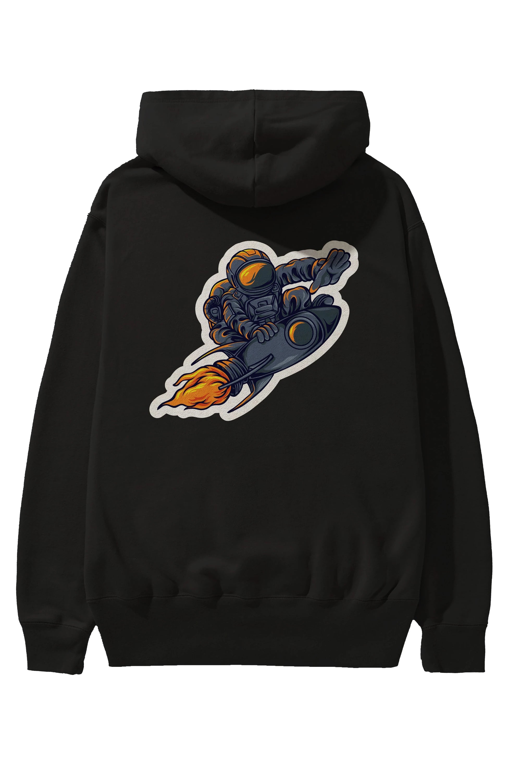 Astrocket Illustration Sticker Arka Baskılı Hoodie Oversize Kapüşonlu Sweatshirt Erkek Kadın Unisex