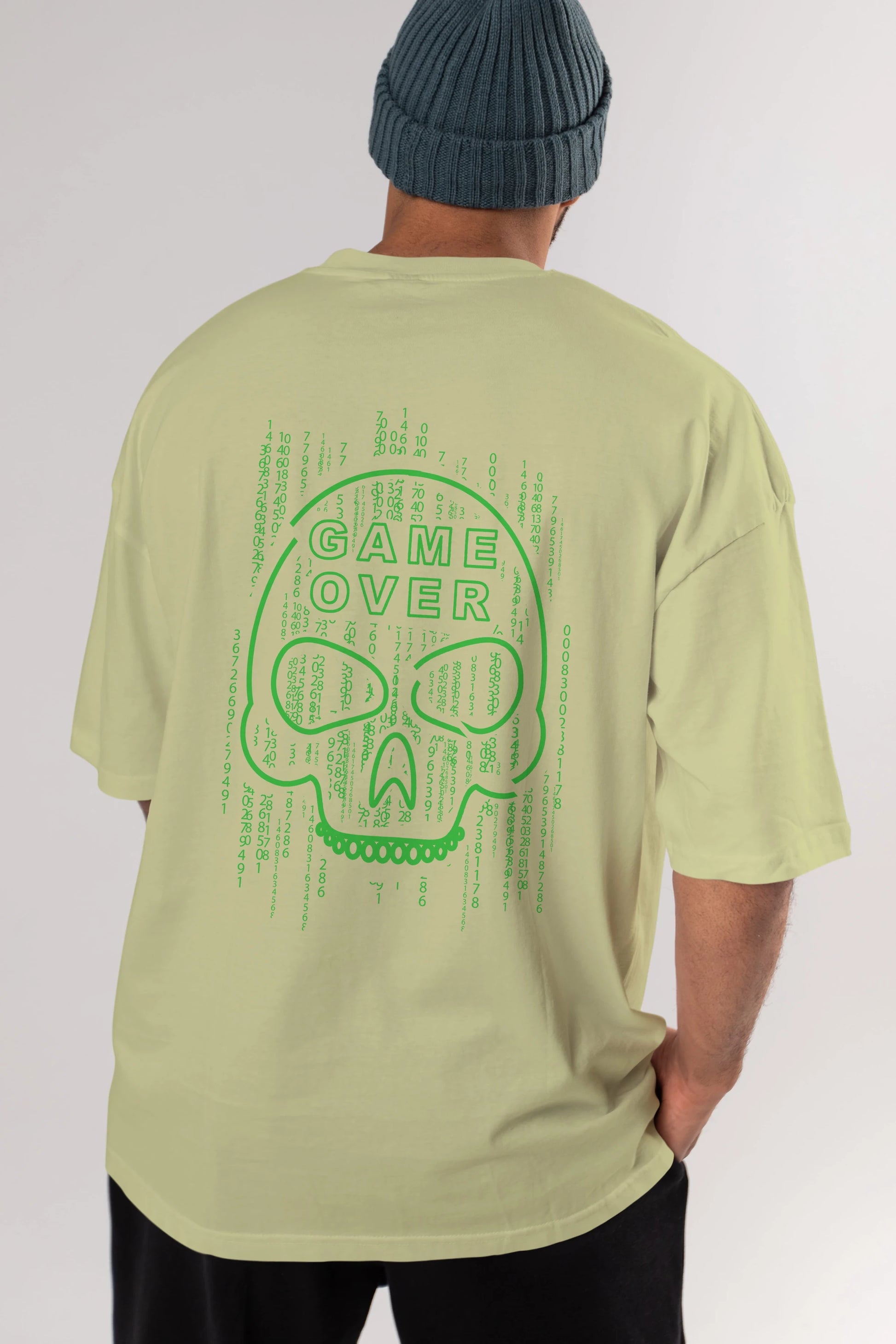 Game Over Arka Baskılı Oversize t-shirt Erkek Kadın Unisex