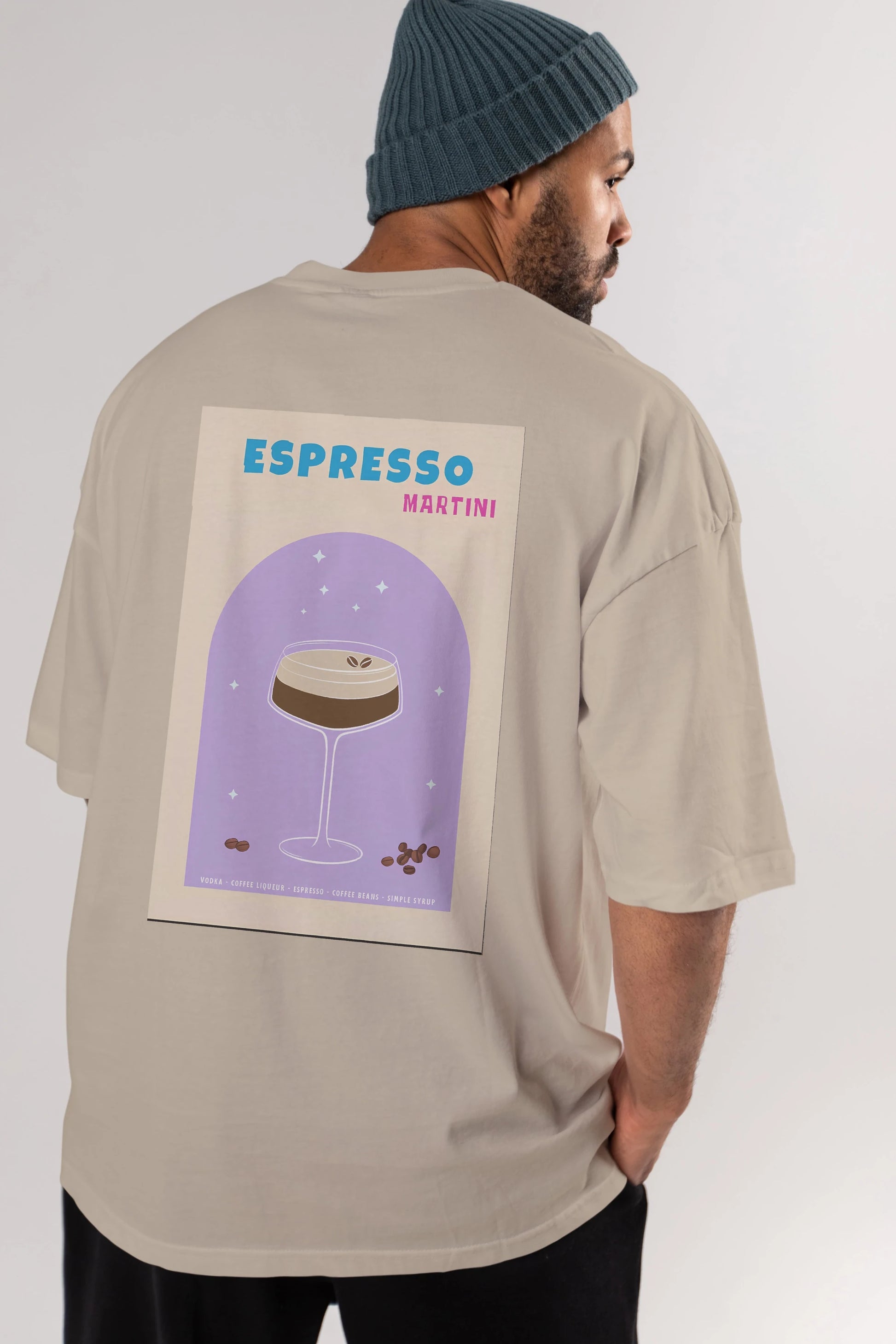 Espresso Martini 5 Arka Baskılı Oversize t-shirt Erkek Kadın Unisex %100 Pamuk Bisiklet Yaka tişort
