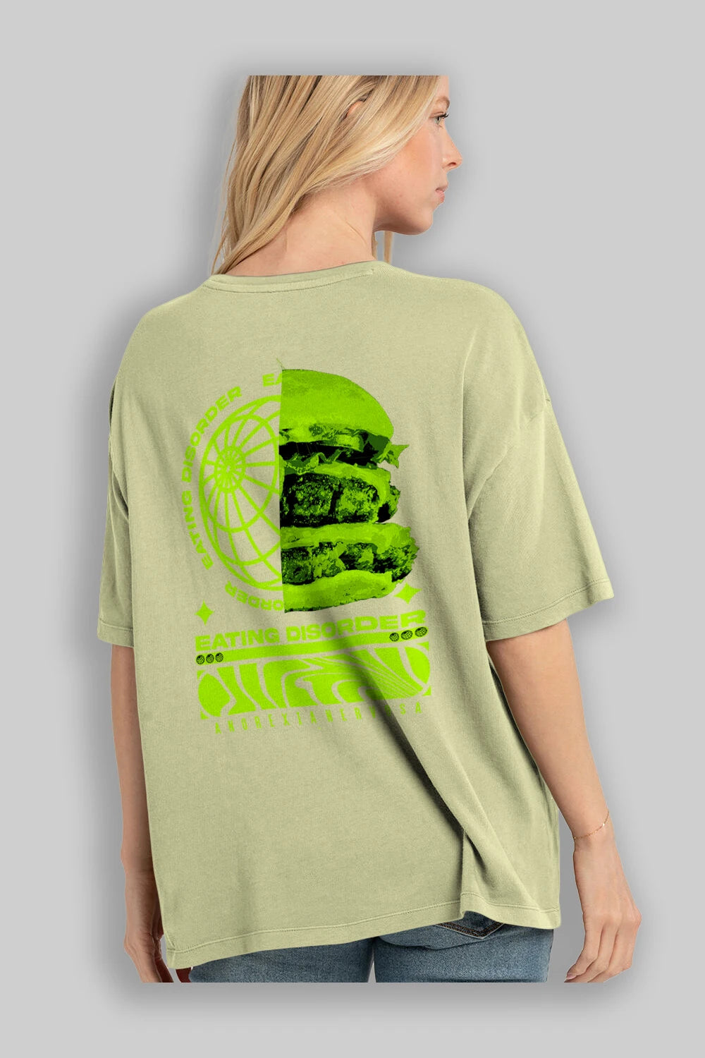 Eating Disorder Arka Baskılı Oversize t-shirt Erkek Kadın Unisex