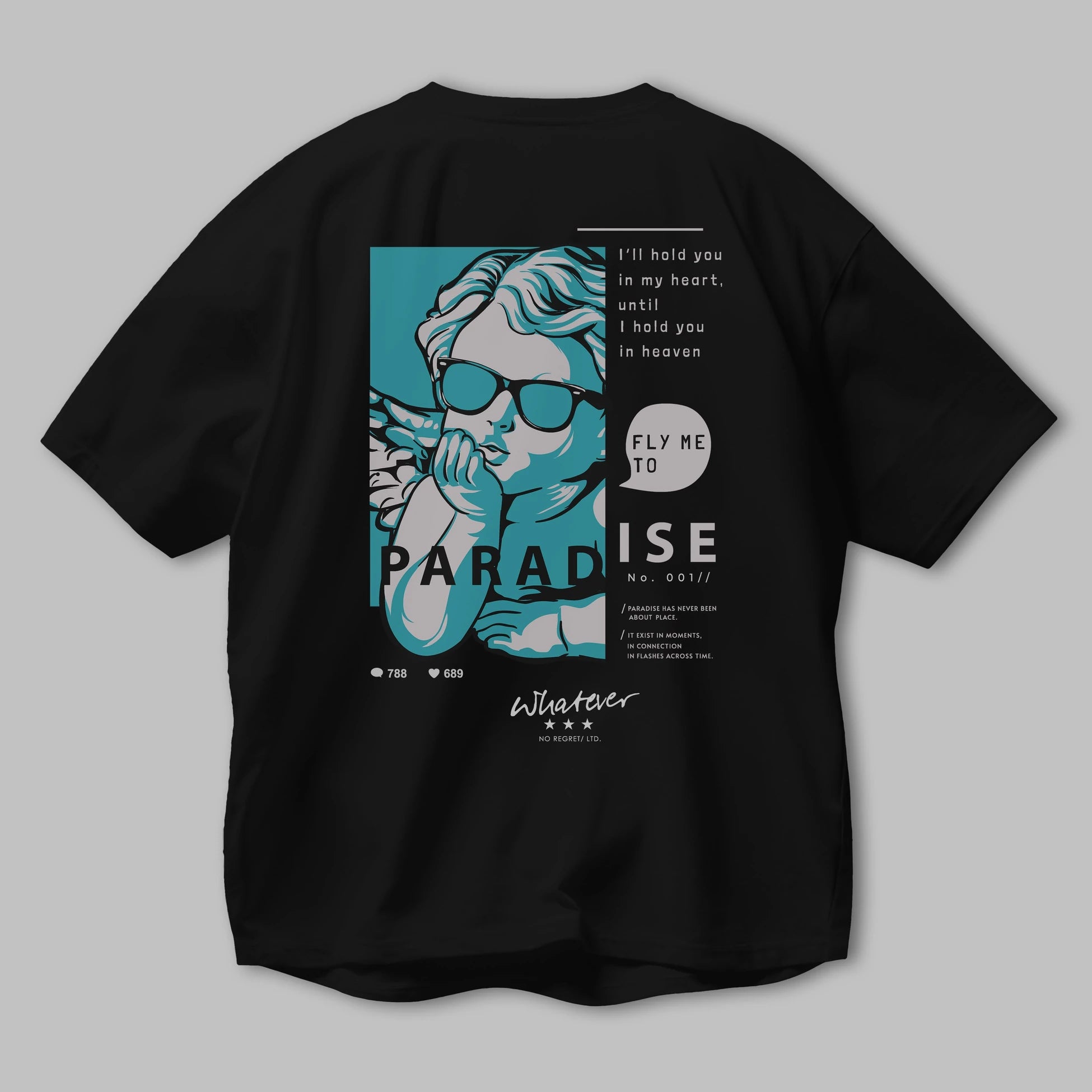 Paradise Fly to Me Arka Baskılı Oversize t-shirt Erkek Kadın Unisex
