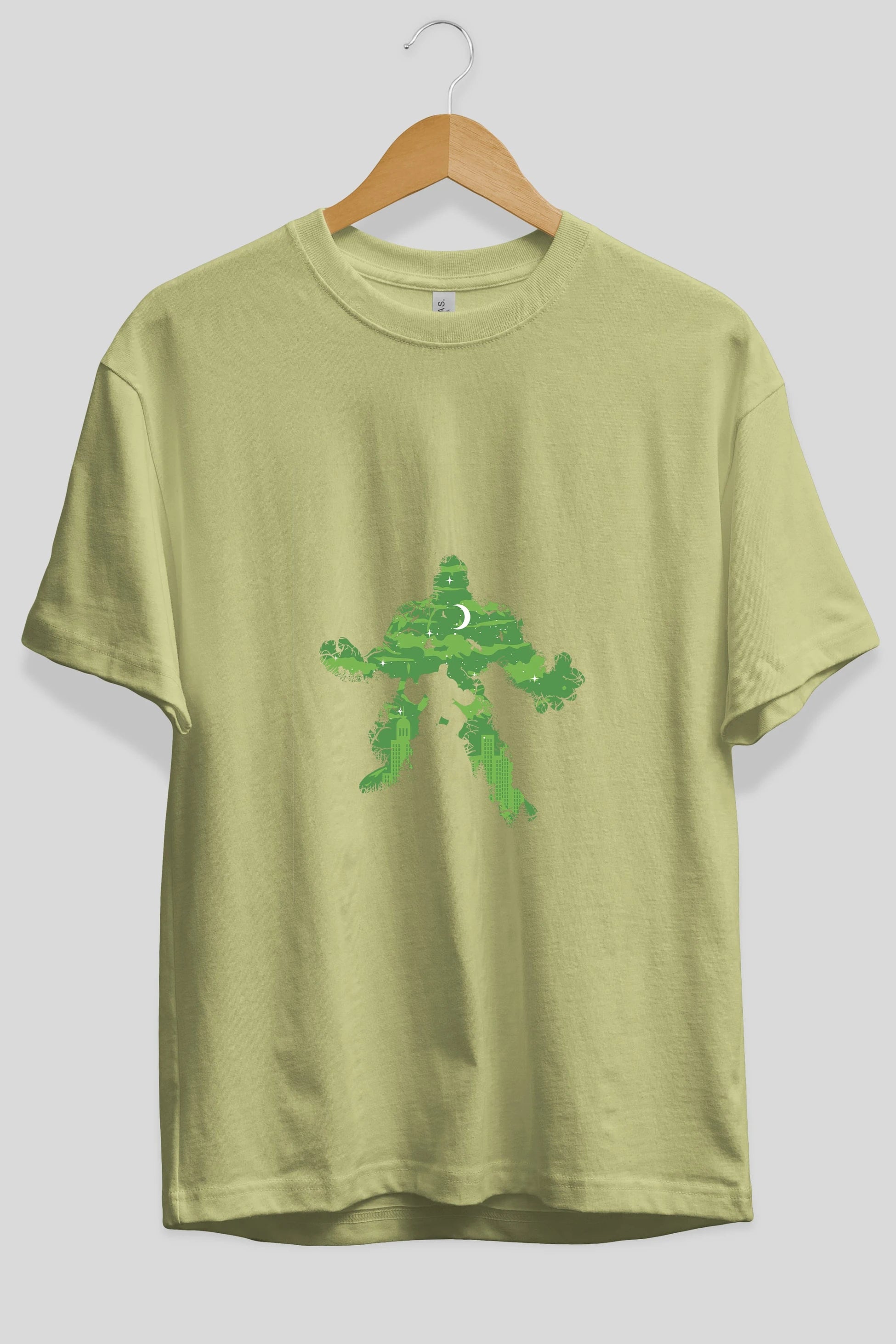 Green Monster Ön Baskılı Oversize t-shirt %100 pamuk Erkek Kadın Unisex